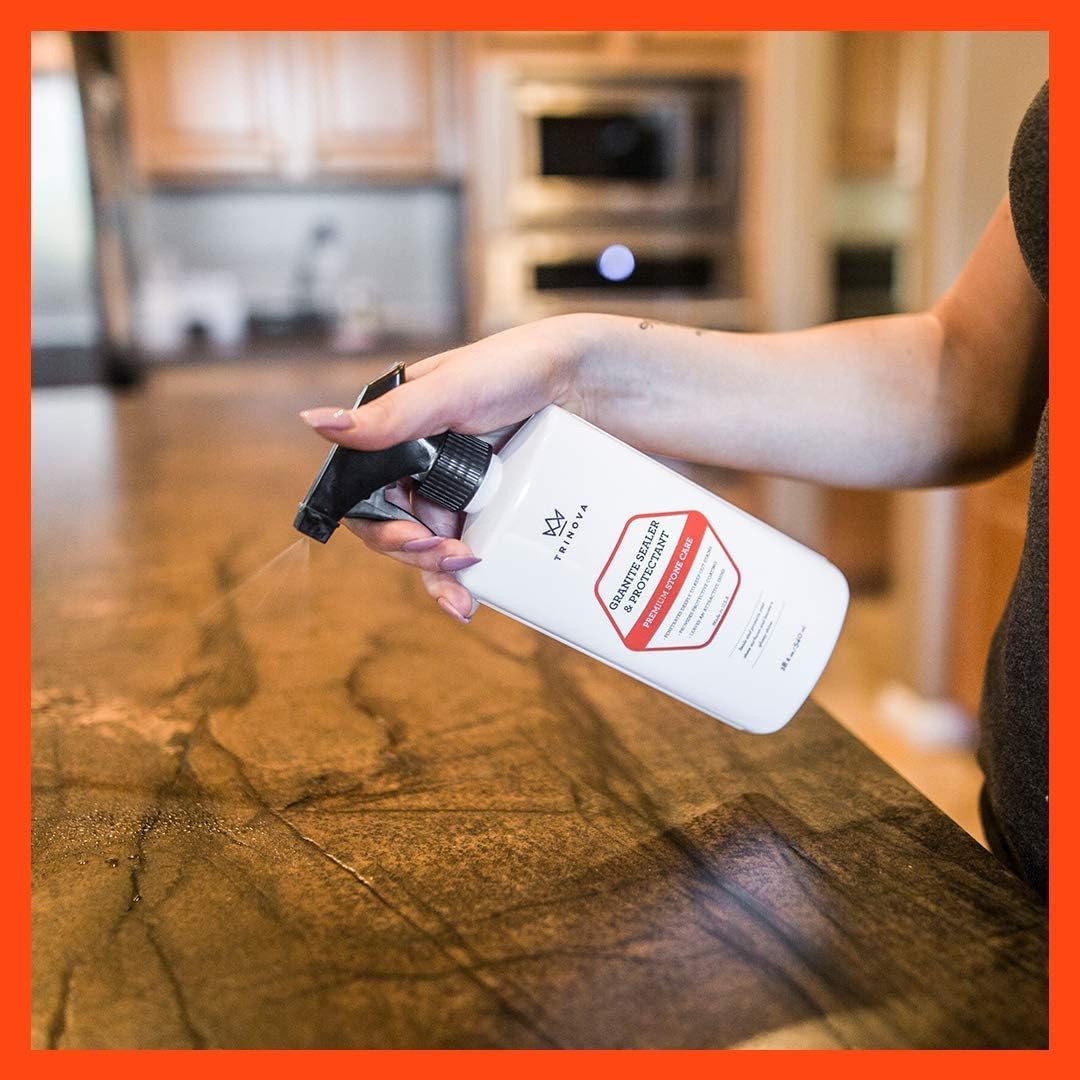 TriNova Granite Sealer & Protector – Best Stone Polish, Protectant & Care Product – Easy Maintenance for Clean Countertop Surface, Marble, Tile – No Streaks, Stains, Haze, or Spots - 128 fl oz (4PK) - Image 2