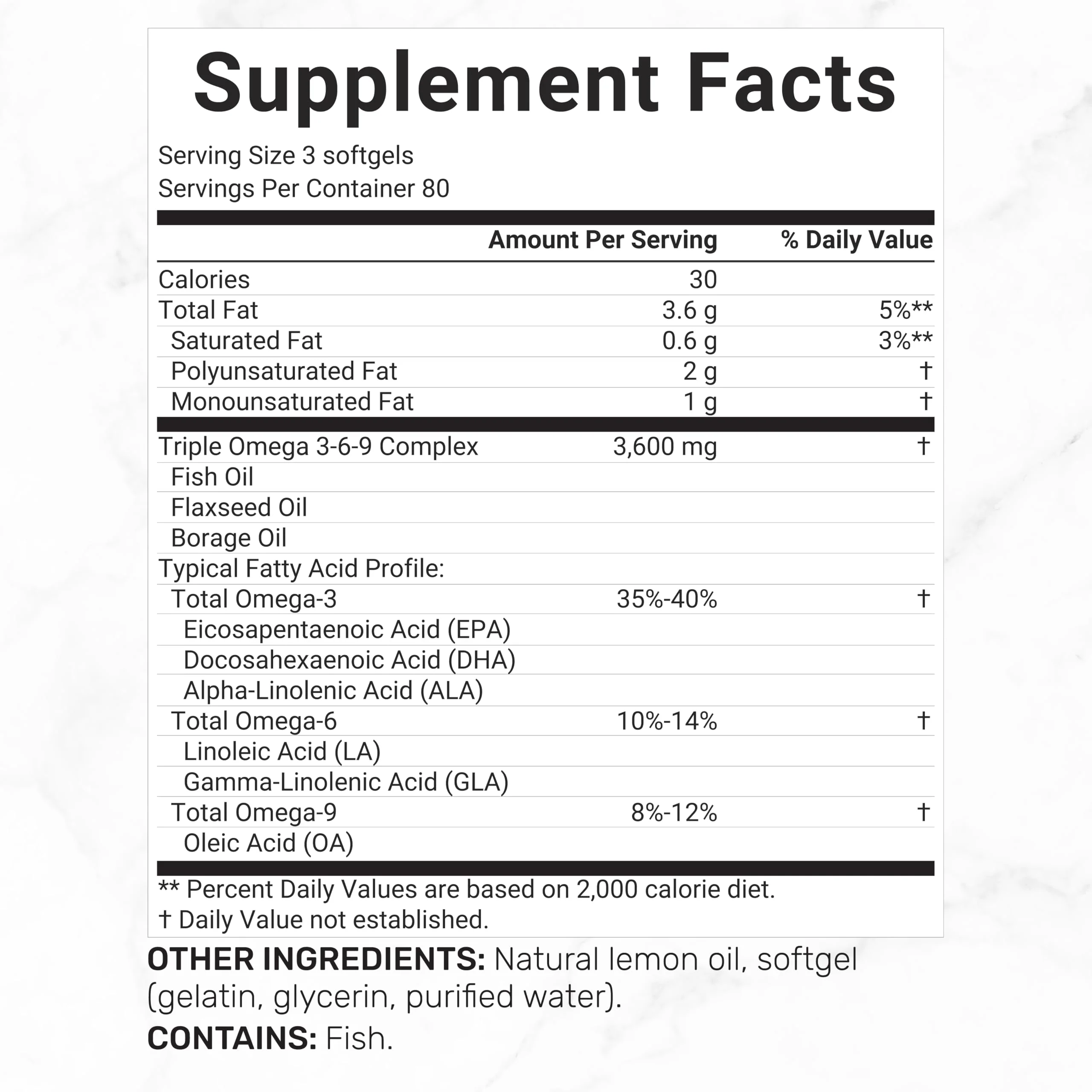 Triple Omega 3-6-9 Fish Oil Supplements 3,600mg – 240 Softgels with Flaxseed Oil & Borage Oils Complex – High EPA + DHA – Burpless Pills, Lemon Flavored, Wild Caught – Heart, Joint, & Brain Support - Image 7