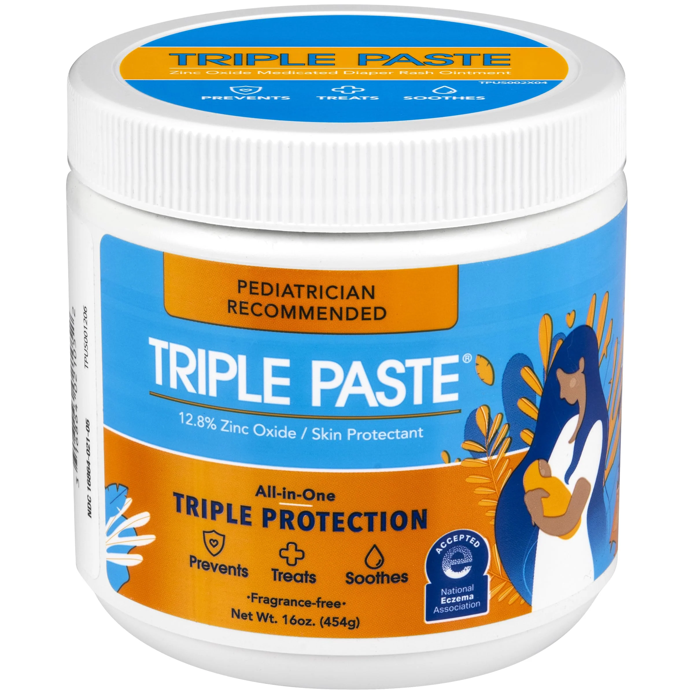 Triple Paste Diaper Rash Cream, Hypoallergenic Medicated Ointment for Babies, 16 oz (Packaging May Vary)