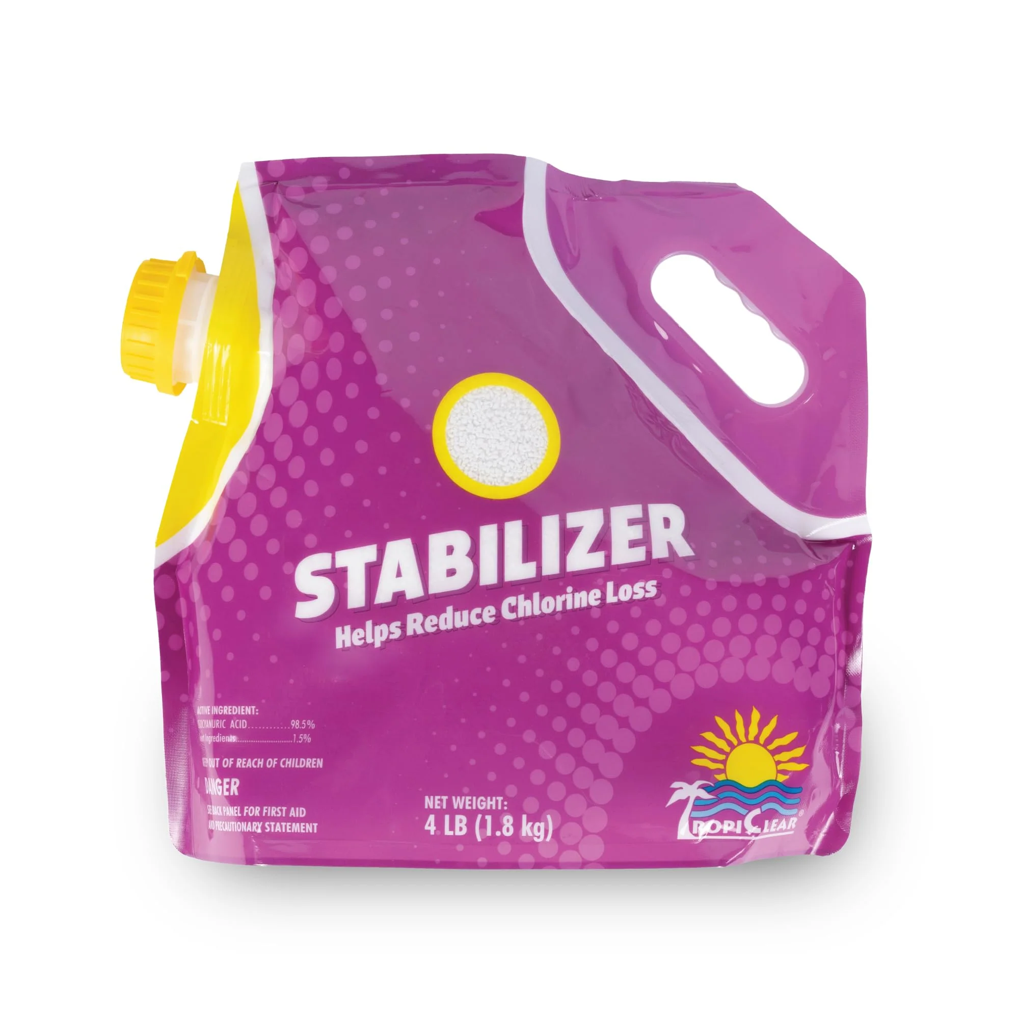 TropiClear Pool Stabilizer – Protects Chlorine & Reduces UV Loss | Cyanuric Acid Pool Stabilizer for Salt & Chlorine Pools, Stabilizer for Swimming Pools to Maintain Balanced Water Chemistry (4 Lb)