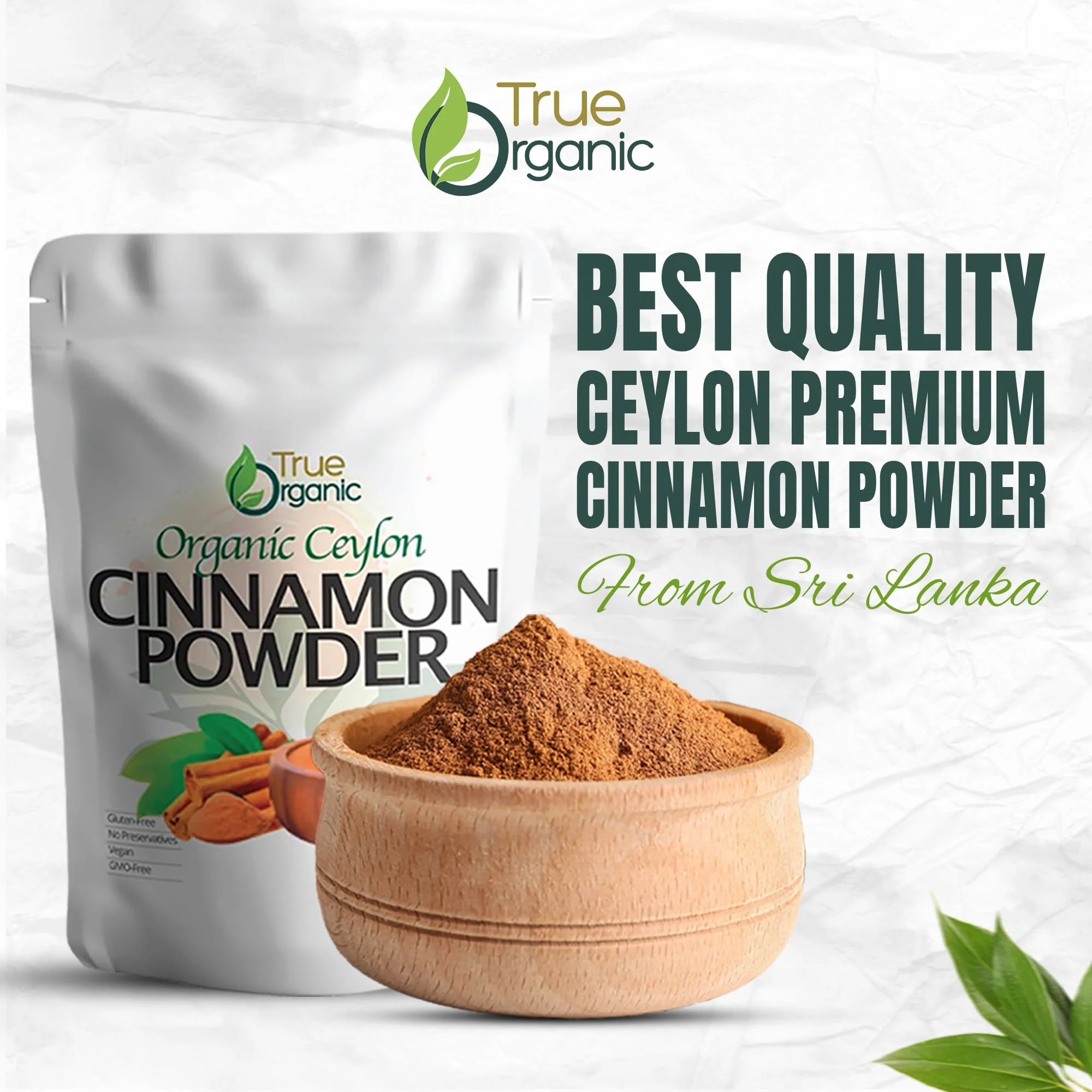 True Organic Pure Ceylon Cinnamon Powder, 1 lb, Premium Grade, Gluten Free, USDA & Kosher Certified, Organic Ground Cinnamon powder, Non-GMO, Ceylon Premium Quality - Image 5