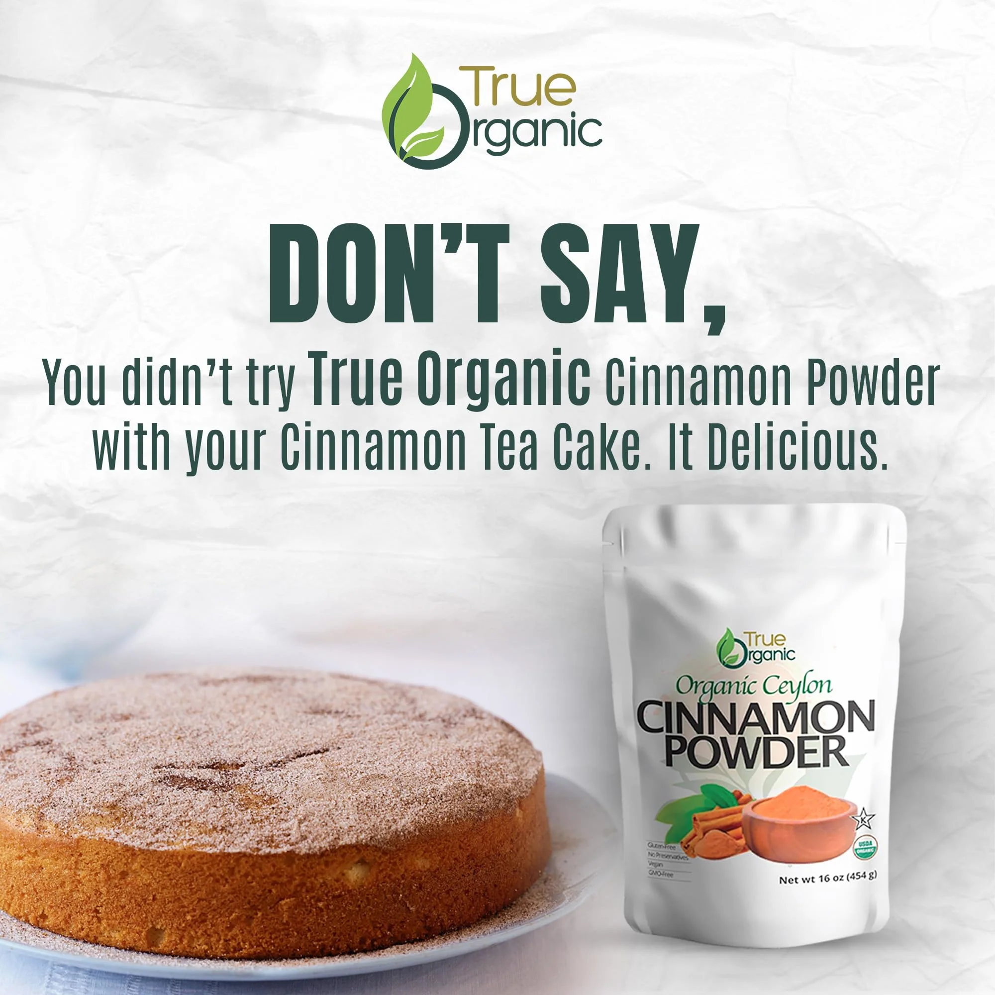 True Organic Pure Ceylon Cinnamon Powder, 1 lb, Premium Grade, Gluten Free, USDA & Kosher Certified, Organic Ground Cinnamon powder, Non-GMO, Ceylon Premium Quality - Image 6