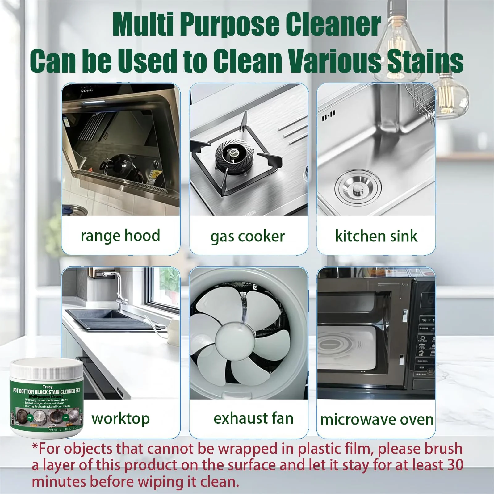Truey Pot Bottom Black Stain Cleaner Set, Stainless Steel Cleaning & Polishing,Powerful Kitchenware Cleaner, Cooktop Pot Cleaner Effortless for Burned Cookware,Multi-purpose Oil Stain Remover (400g) - Image 7