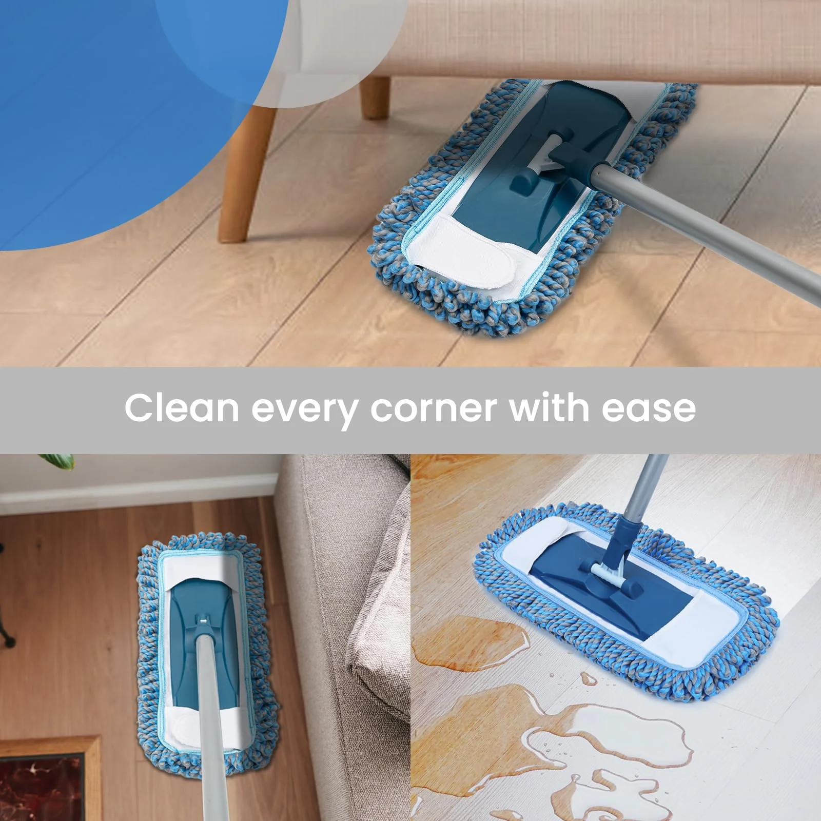TrueYee Dust Mop for Hardwood Floors with 57" Long Handle Wet & Dry Mops for Catching Pet Hair and Dust Bunny Microfiber Dust Mops for Vinyl, Wood, Tile, Laminate Flooring - Image 7