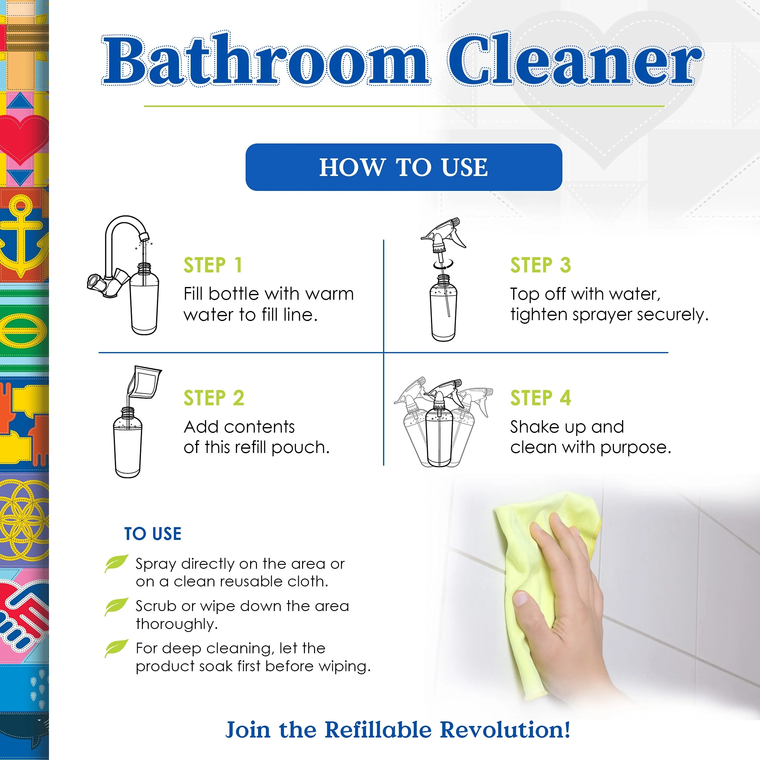 Truly Free All Natural Non-Toxic Bathroom Cleaner Spray, Organic Bath & Tile Cleaning Solution for Toilet, Sink, Tub & Shower, Refillable 2-Pack with 16oz Bottle + 2 Refill Pouches - Image 3