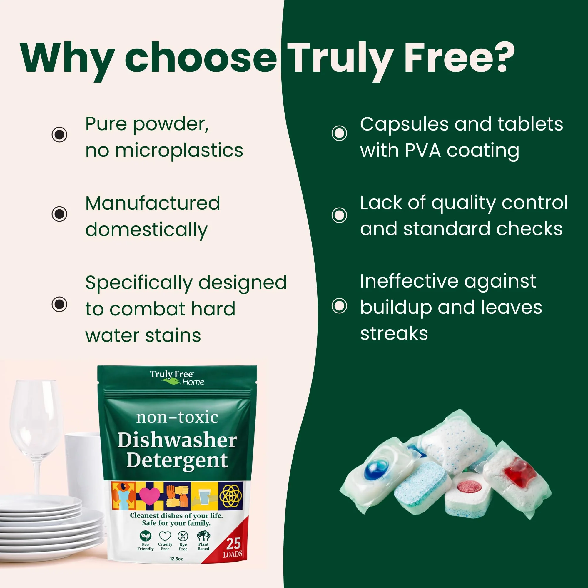 Truly Free Dishwasher Detergent Powder | Natural Dish Detergent, Dishwasher Soap | Plastic Free, Plant-Based, Clean, Heavy Duty Hard Water Stain & Grease Remover | Fragrance Free | 12.5 oz (Pack of 3) - Image 6