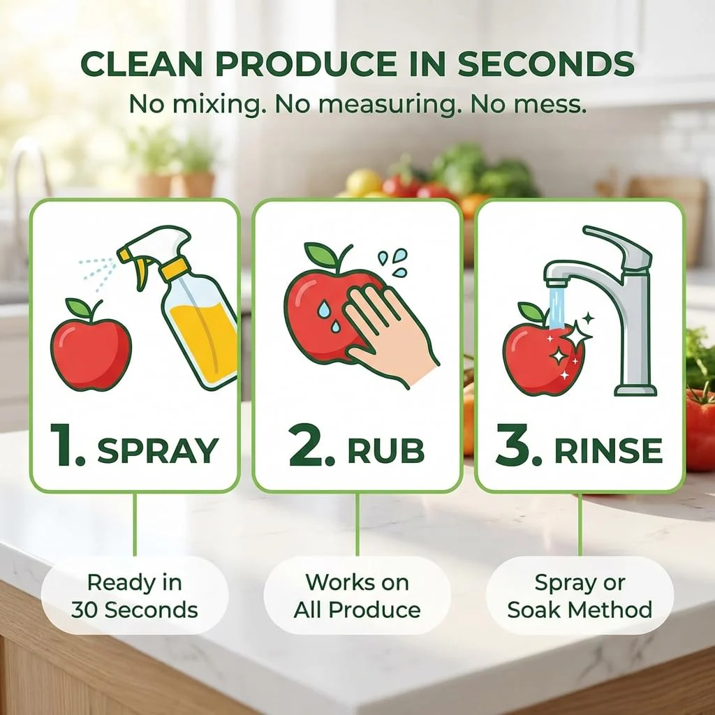 Truly Free Fruit and Vegetable Wash - Veggie Wash Removes 99% of Dirt & Wax | Plant-Based Produce Cleaner Spray | No Aftertaste, Refillable, Made in USA | Fragrance-Free, 16oz - Image 5