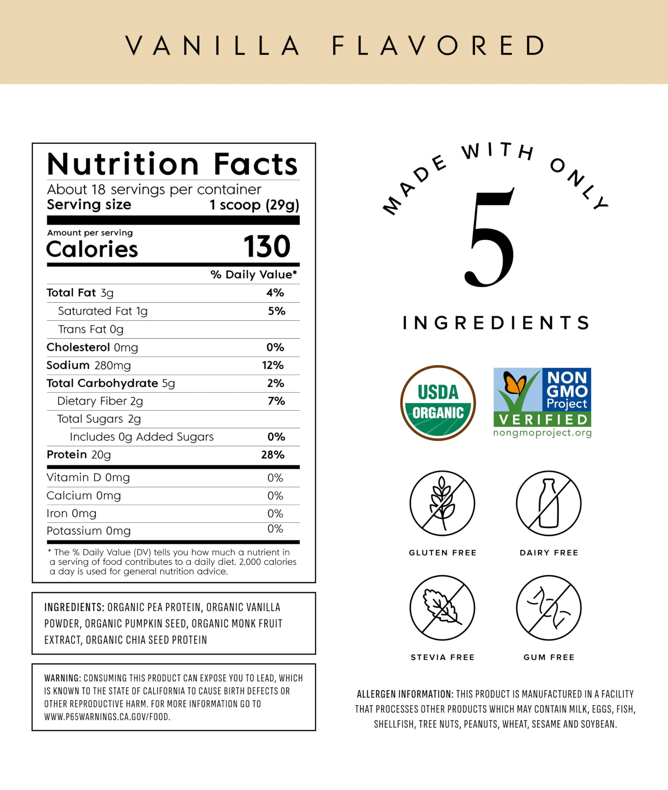 Truvani Organic Plant Based Protein Powder | Vanilla | 20g Pea Protein | 18 Servings | Vegan & Keto | Gluten & Dairy Free | Low Carb | No Added Sugar - Image 5