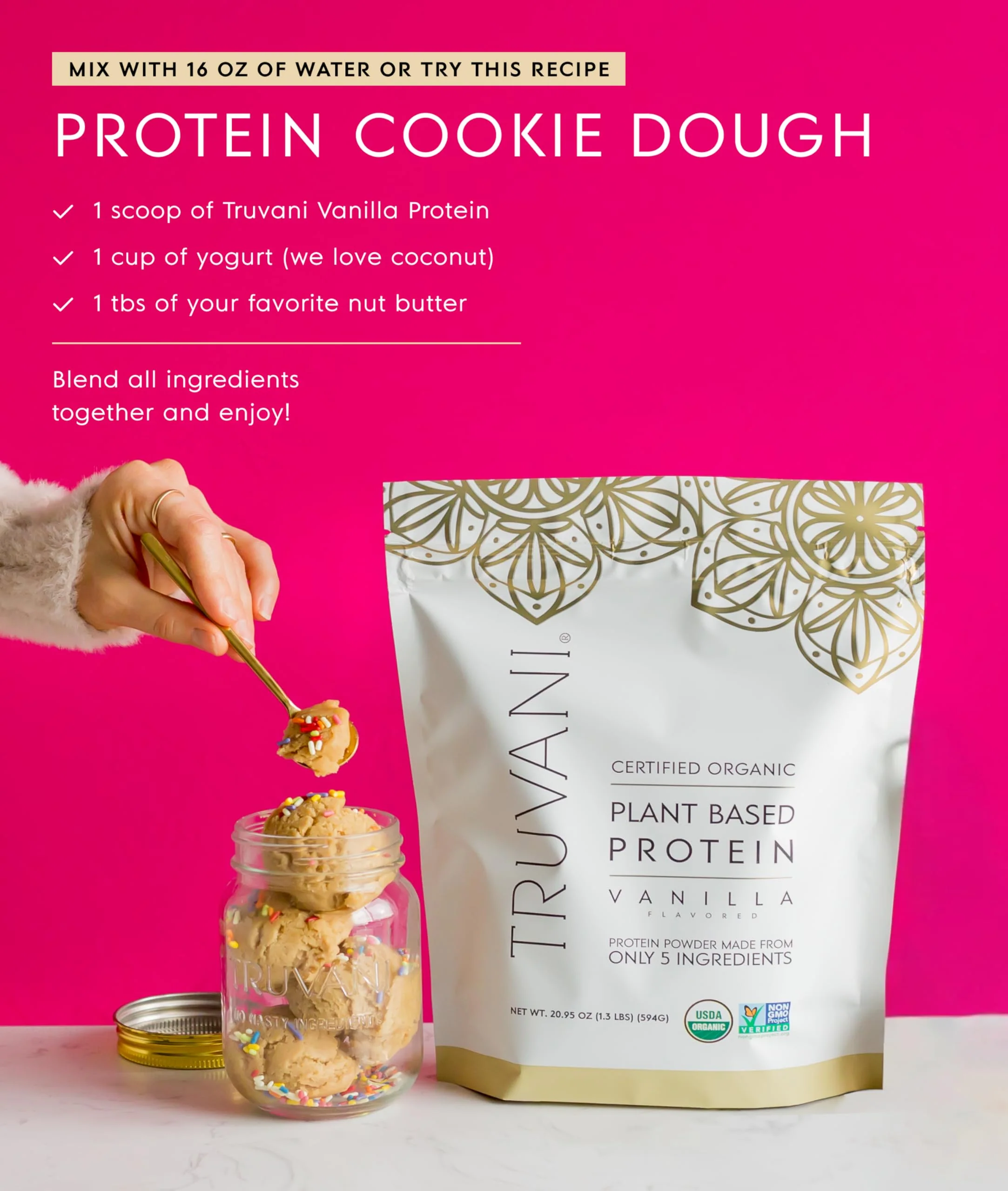 Truvani Vegan Pea Protein Powder | Vanilla | 20g Organic Plant Based Protein | 10 Servings | Keto | Gluten & Dairy Free | Low Carb | No Added Sugar - Image 7