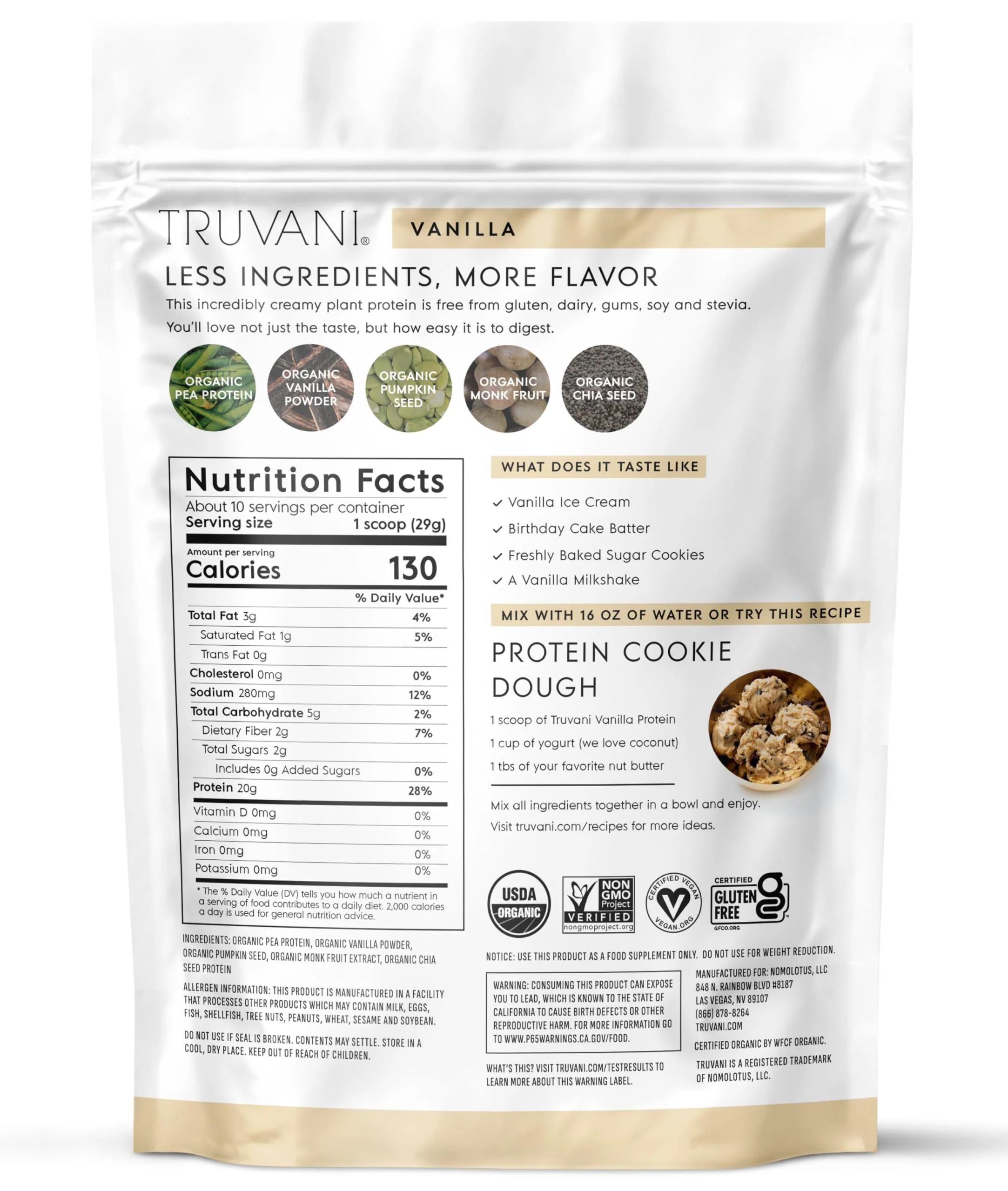 Truvani Vegan Pea Protein Powder | Vanilla | 20g Organic Plant Based Protein | 10 Servings | Keto | Gluten & Dairy Free | Low Carb | No Added Sugar - Image 9