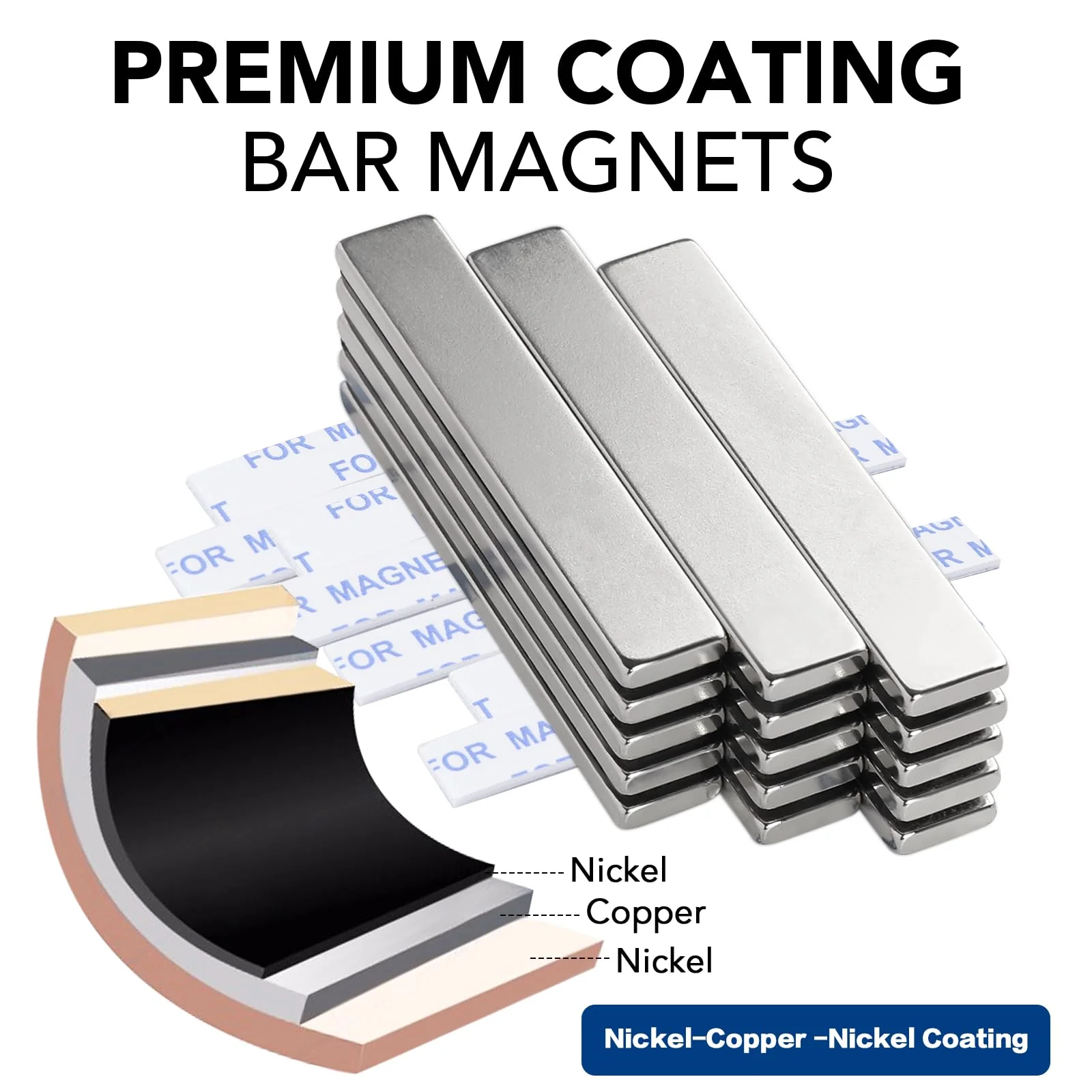 TRYMAG Strong Magnets Heavy Duty, 25 Pack Neodymium Magnet Bar, Magnetic Strips Earth Magnets with Double-Sided Adhesive, Powerful Metal Rectangular Magnets for Door, Craft, Fridge, Office - 60x10x3mm - Image 3