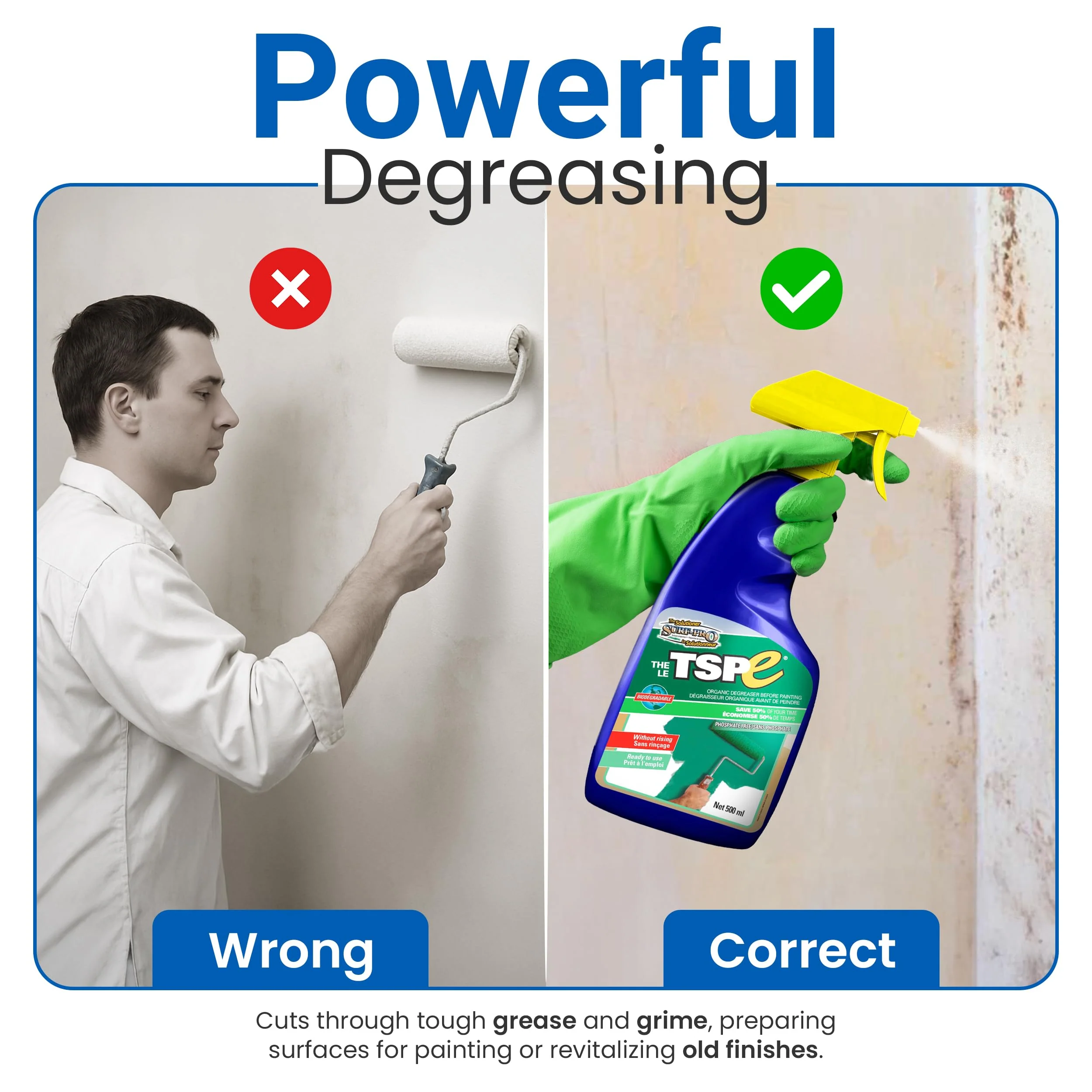 TSPE Cleaner Spray – 500ml Eco-Friendly No-Rinse Degreaser for Walls, Wood, Cabinets & Paint Prep – Phosphate-Free TSP Alternative – Biodegradable, Septic Safe, Non-Toxic Cleaning Solution - Image 3