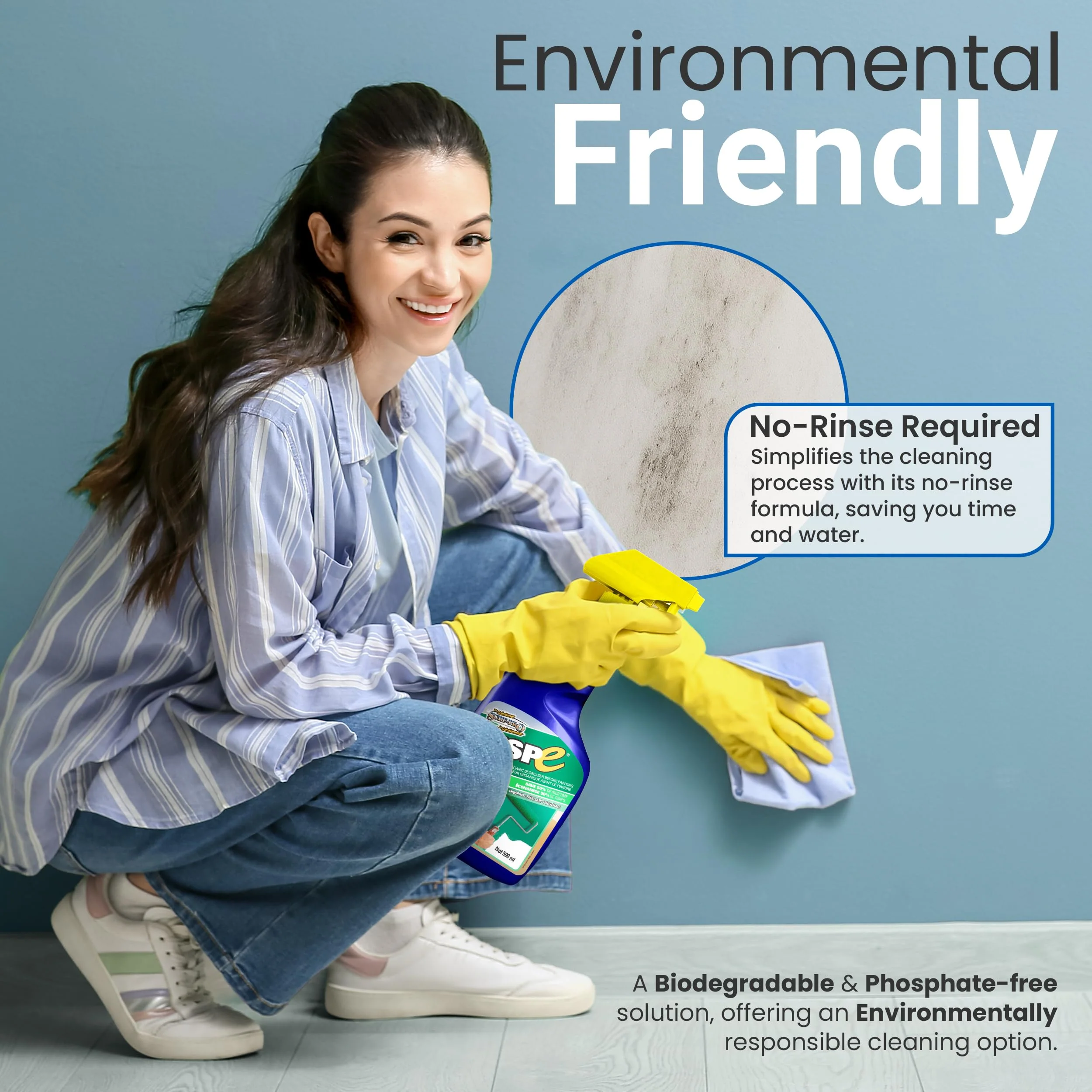 TSPE Cleaner Spray – 500ml Eco-Friendly No-Rinse Degreaser for Walls, Wood, Cabinets & Paint Prep – Phosphate-Free TSP Alternative – Biodegradable, Septic Safe, Non-Toxic Cleaning Solution - Image 5
