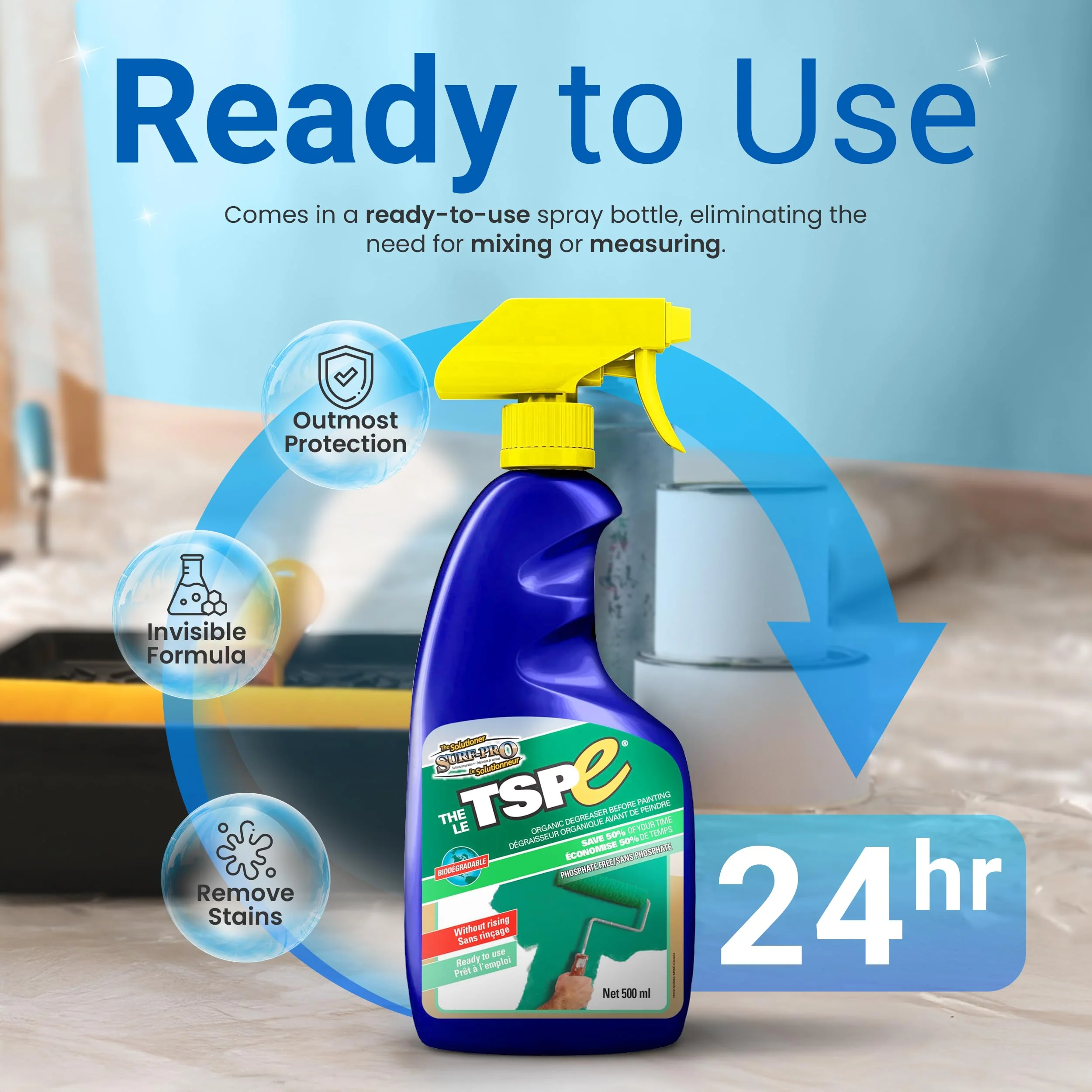 TSPE Cleaner Spray – 500ml Eco-Friendly No-Rinse Degreaser for Walls, Wood, Cabinets & Paint Prep – Phosphate-Free TSP Alternative – Biodegradable, Septic Safe, Non-Toxic Cleaning Solution - Image 7