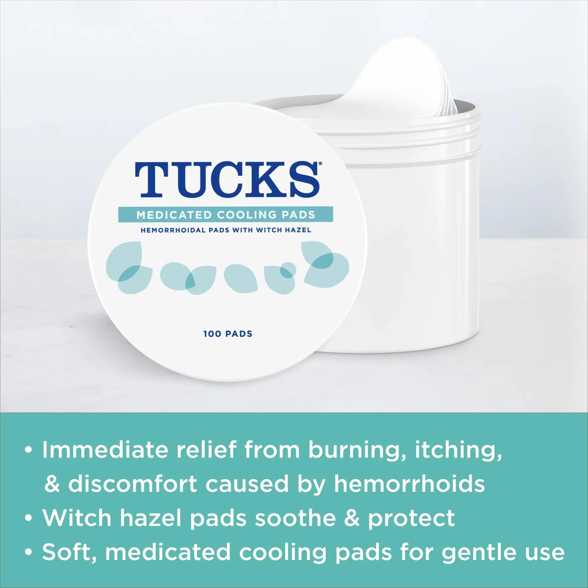 TUCKS Medicated Cooling Pads, 100 Count – Hemorrhoid Pads with Witch Hazel, Cleanses Sensitive Areas, Protects from Irritation, Hemorrhoid Treatment, Medicated Pads Used by Hospitals - Image 5