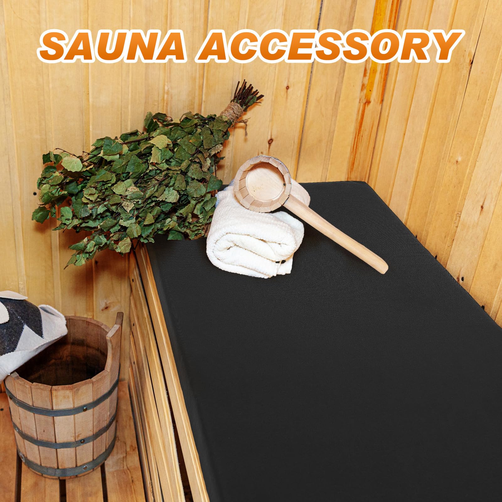 Tudomro Sauna Seat Cushion Mat, Waterproof & Heat Resistant Pad, High-Density Foam Heat Insulation Mat,Infrared Sauna Accessories, Steam Room, Shower Bench and Bathhouse(43 x 16 Inches,Black) - Image 4