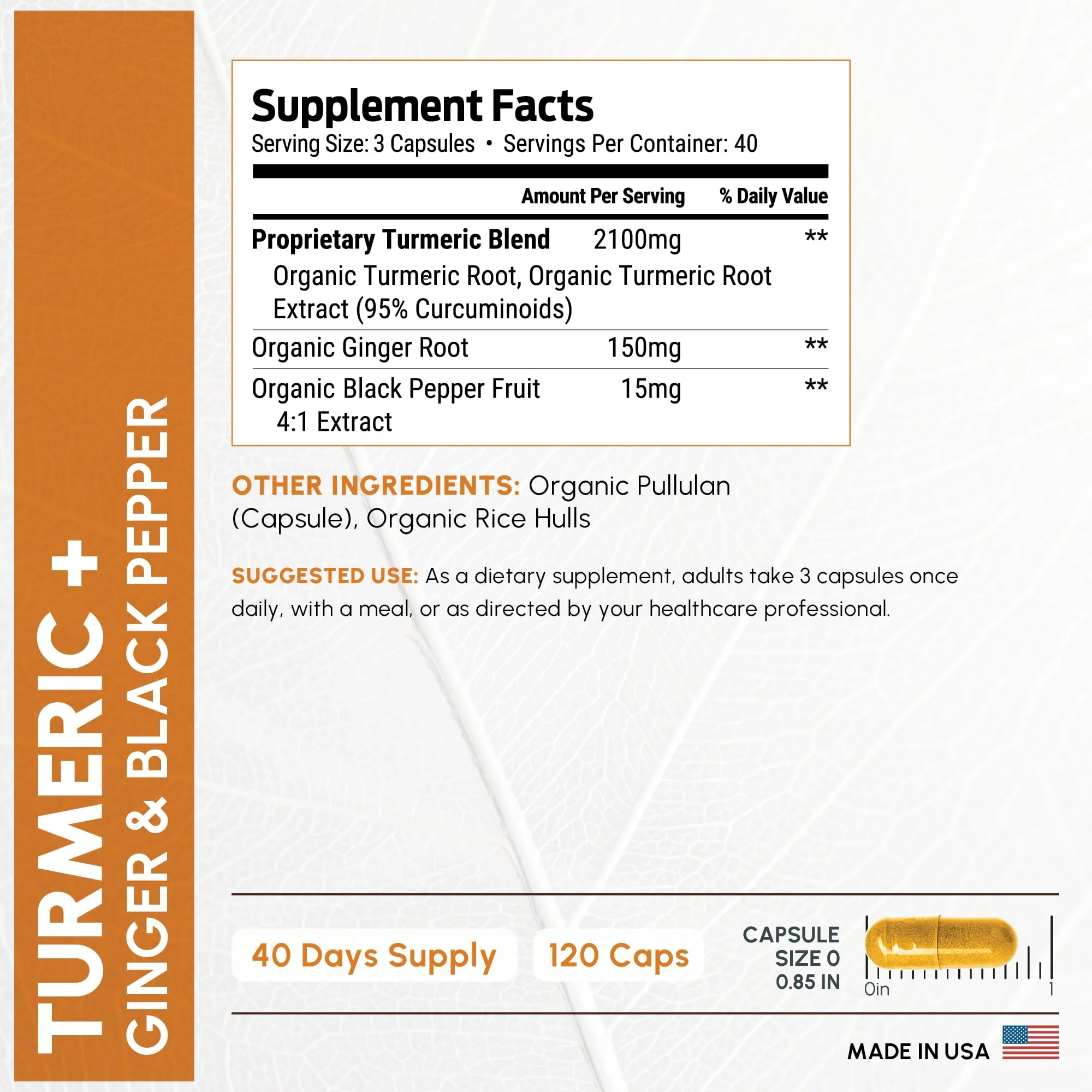 Turmeric Supplement Extra Strength 2265mg - Turmeric Curcumin Supplement w/BioPerine Black Pepper - Tumeric and Ginger Supplements, 95% Curcuminoids, Supports Immune & Joint Health, 120 Caps - Image 7
