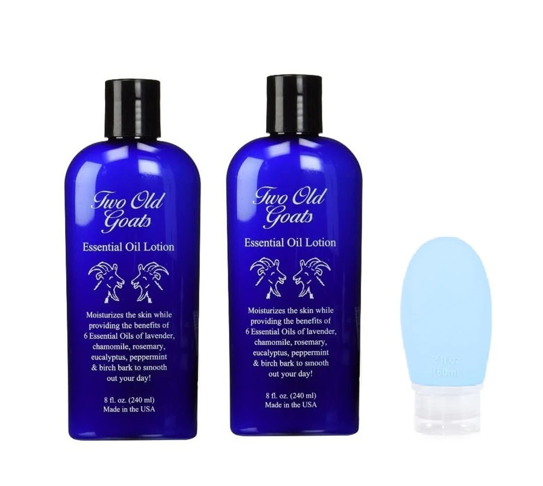 Two Old Goats Lotion 8oz (Pack of 2) - with Exclusive Travel Bottle
