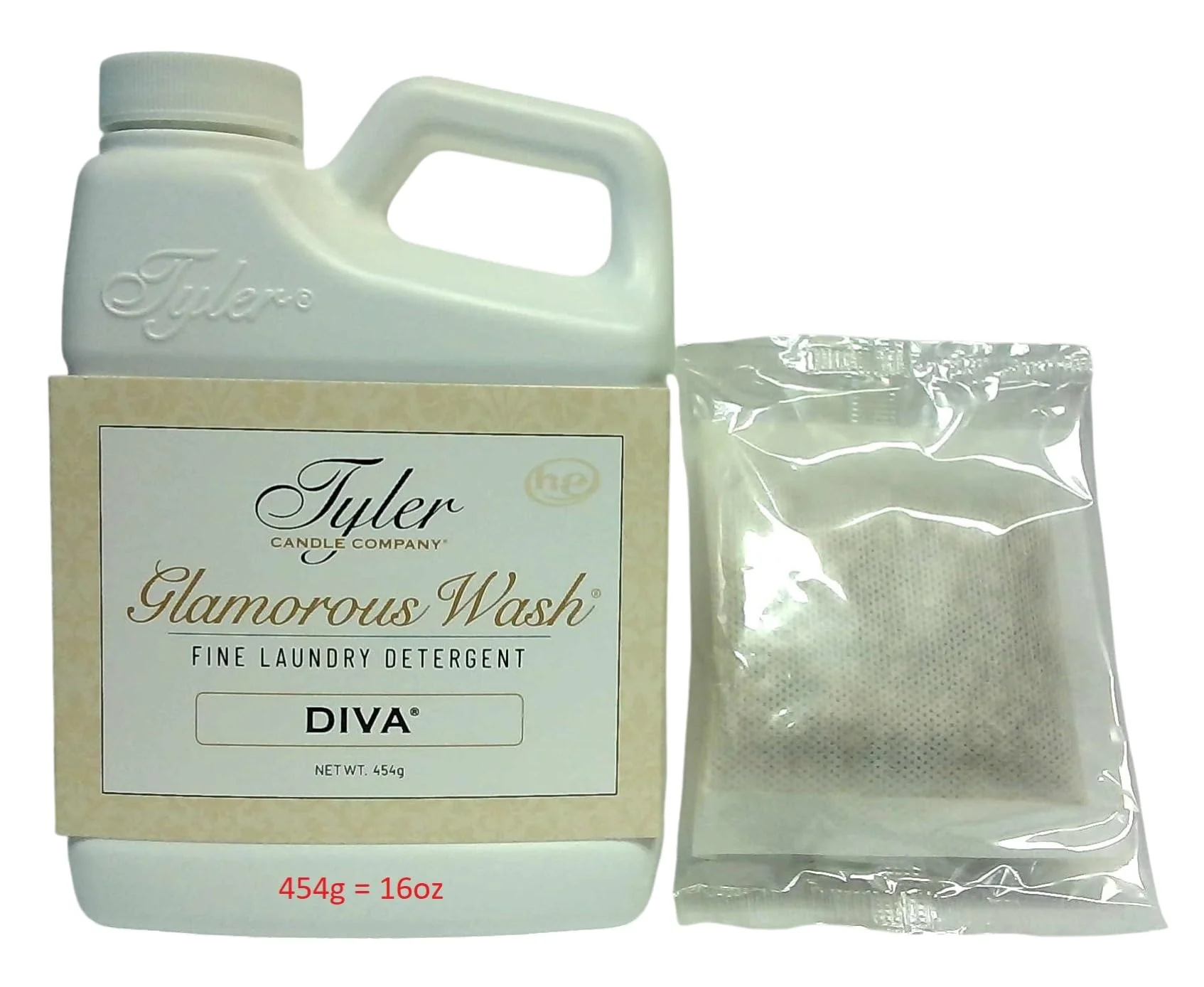 Tyler Candle Company Glamous Laundry Detergent, Diva 16 Fl Oz/w Glamorous Sachet Single Pouch
