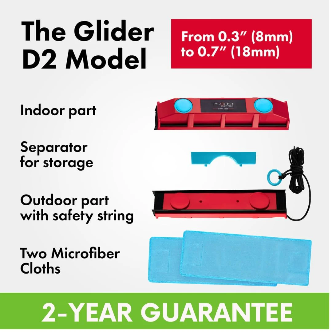 Tyroler Bright Tools The Glider D-2 Magnetic Window Cleaner for Double Glazed Windows. Fit to 0.3in - 0.7in Window Thickness. Glass Cleaner - Image 2