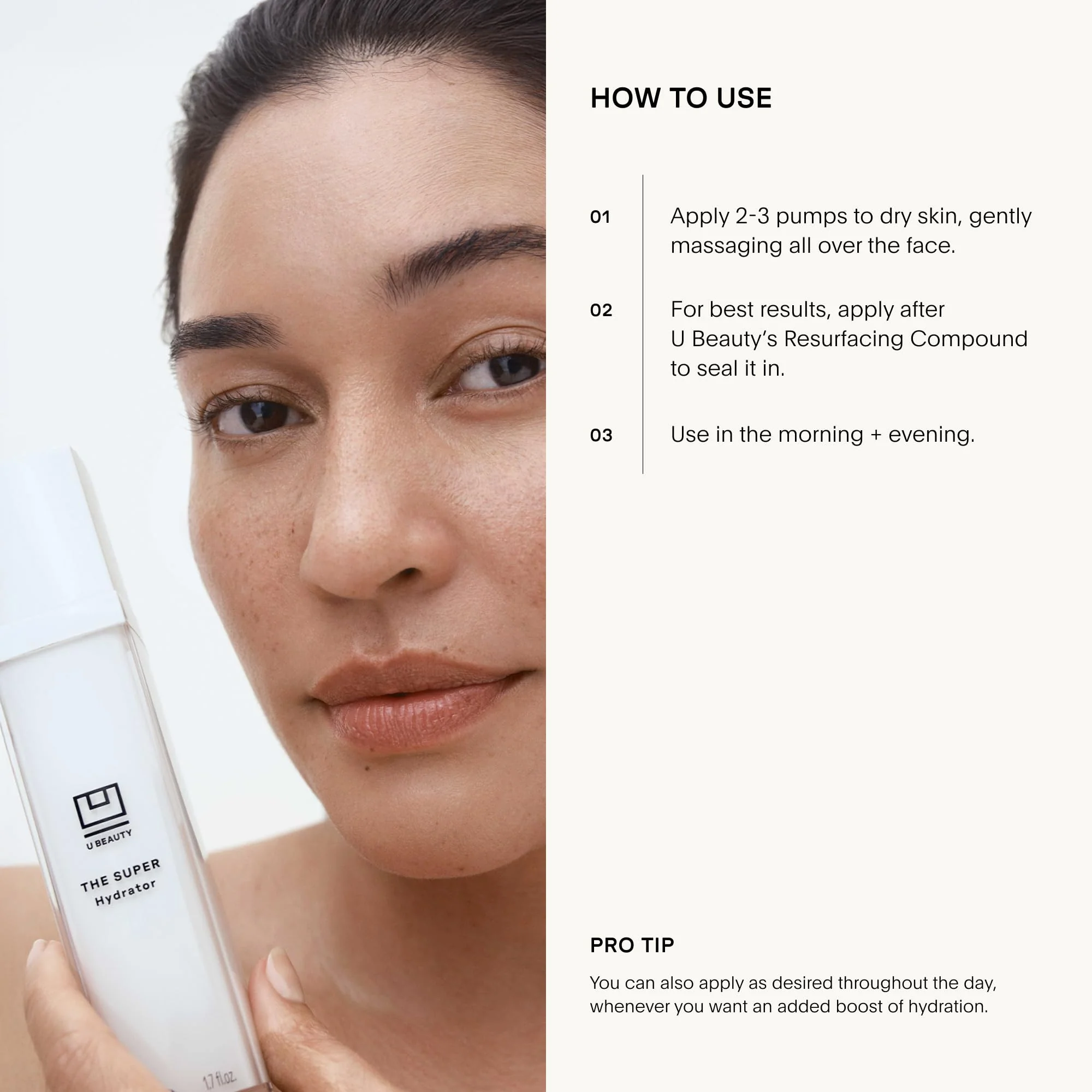 U Beauty The SUPER Hydrator Hyaluronic Acid Moisturizing Cream - Mega-Dose Skin Hydrator with Peptides and Grapeseed Oil for Supple, Smooth, and Softer-Looking Skin For Up To 48 Hours - 1.7 fl oz - Image 5