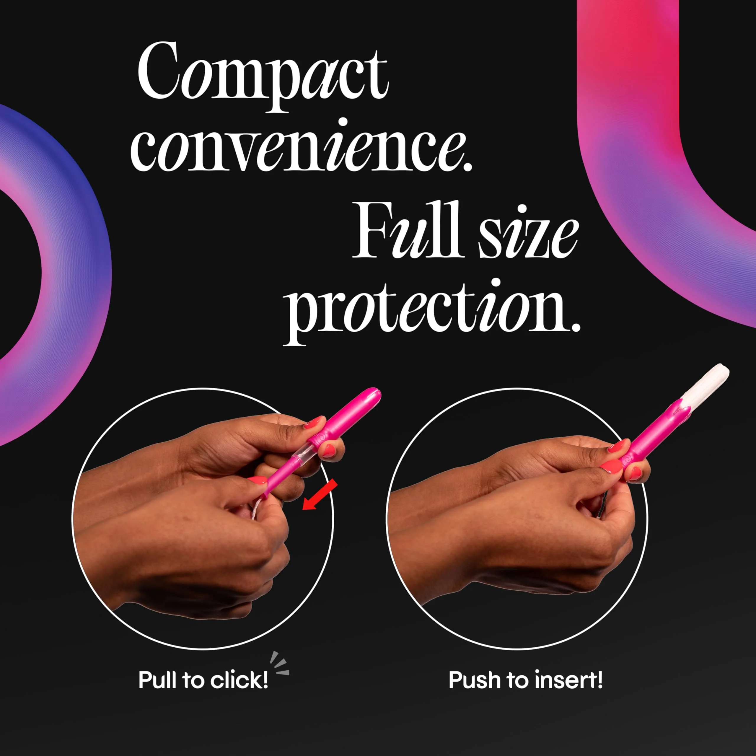 U by Kotex Click Compact Tampons, Super Absorbency, Unscented, 45 Count - Image 5