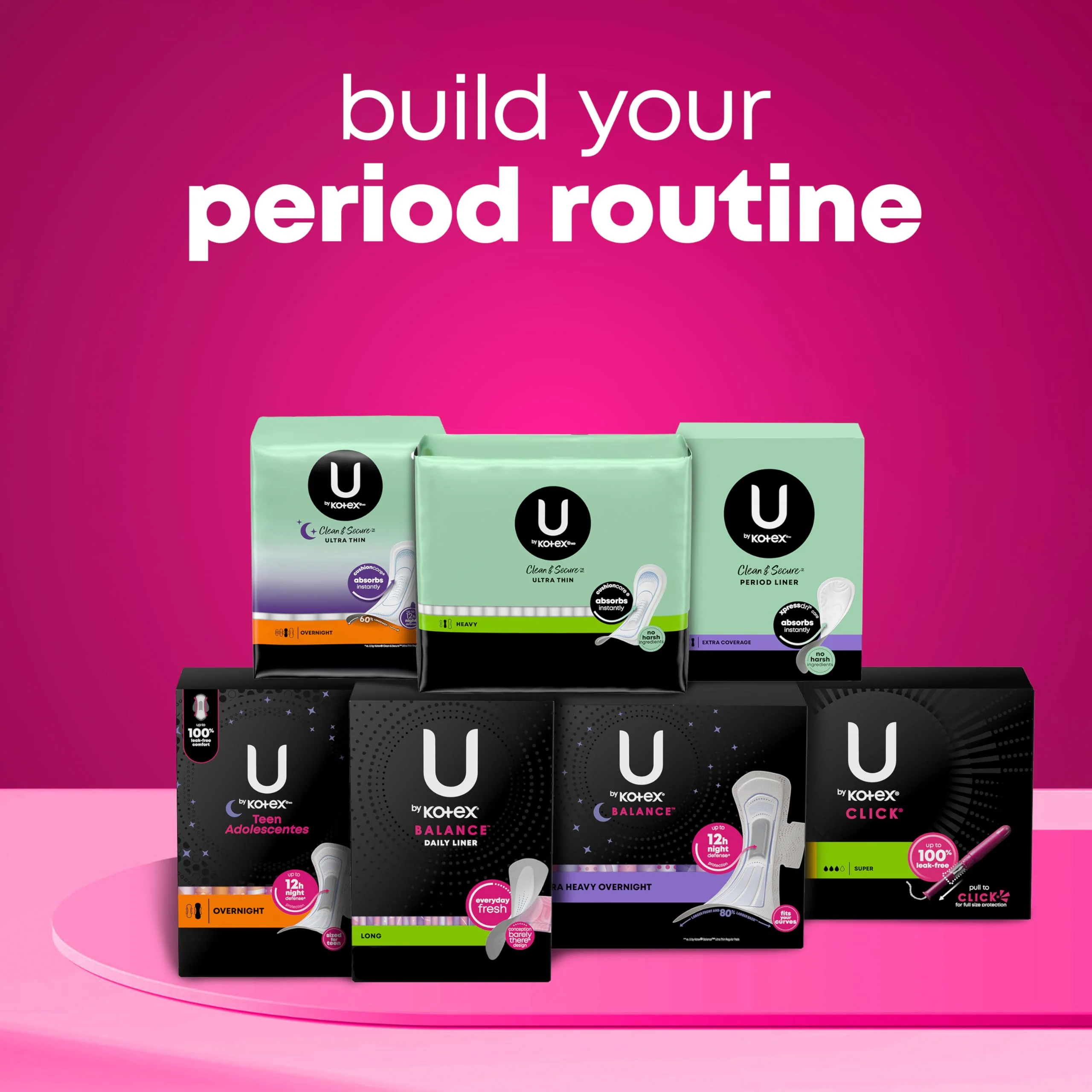 U by Kotex Ultra Thin Pads, Clean & Secure, Heavy Absorbency, 56 Count (Packaging May Vary) (Pack of 2) - Image 7