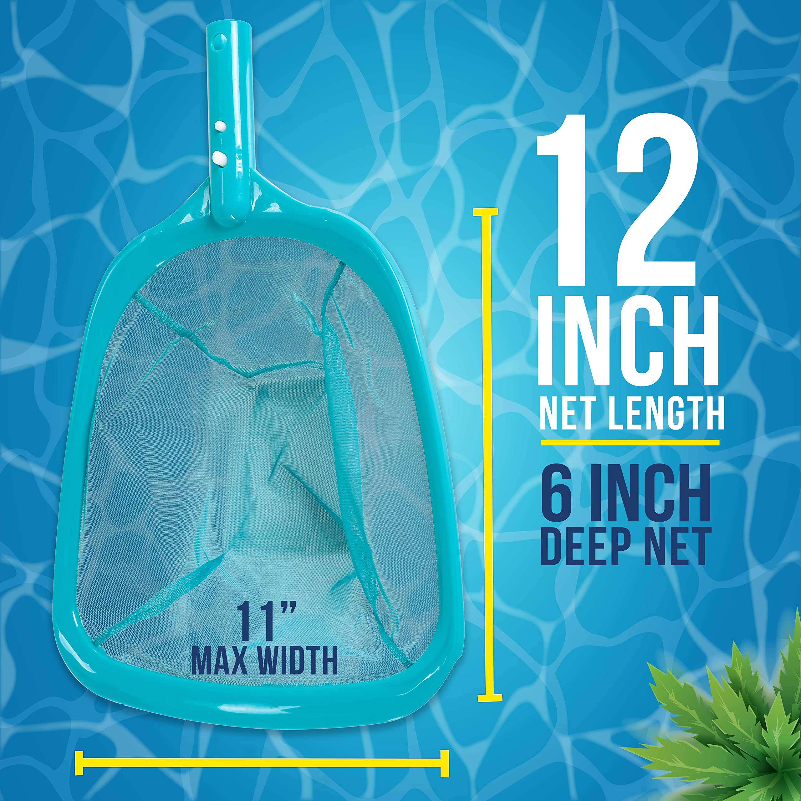 U.S. Pool Supply 11.5 Foot Swimming Pool Leaf Skimmer Net with Telescopic Aluminum Pole, 8 Sections - 6" Deep Ultra Fine Mesh Netting Basket, Remove Finest Debris, Adjustable Length, Clean Spas, Ponds - Image 4