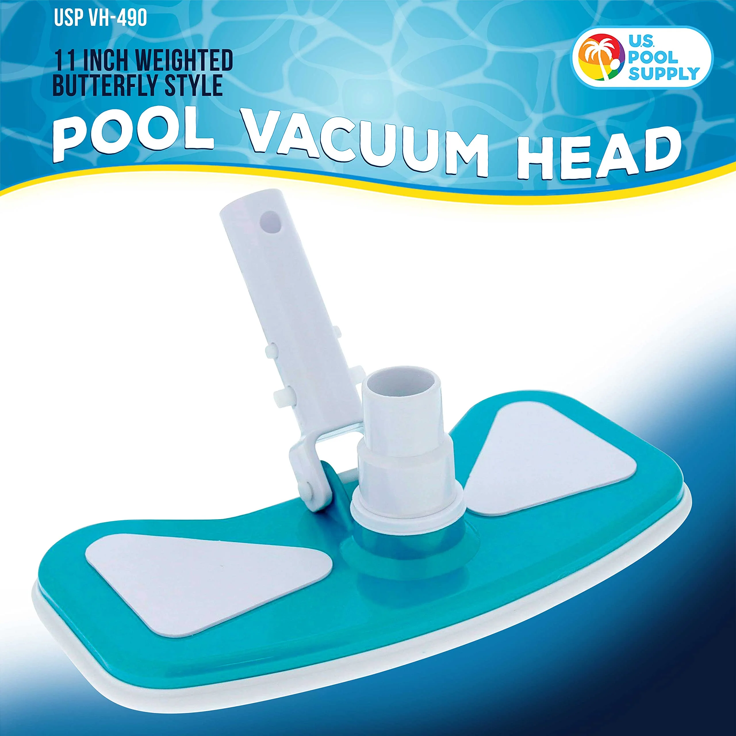 U.S. Pool Supply 11" Weighted Butterfly Pool Vacuum Head, 1-1/4" or 1-1/2" Swivel Hose Connection - Cleans Floor Debris - Safe for Vinyl Lined Pools - Image 5