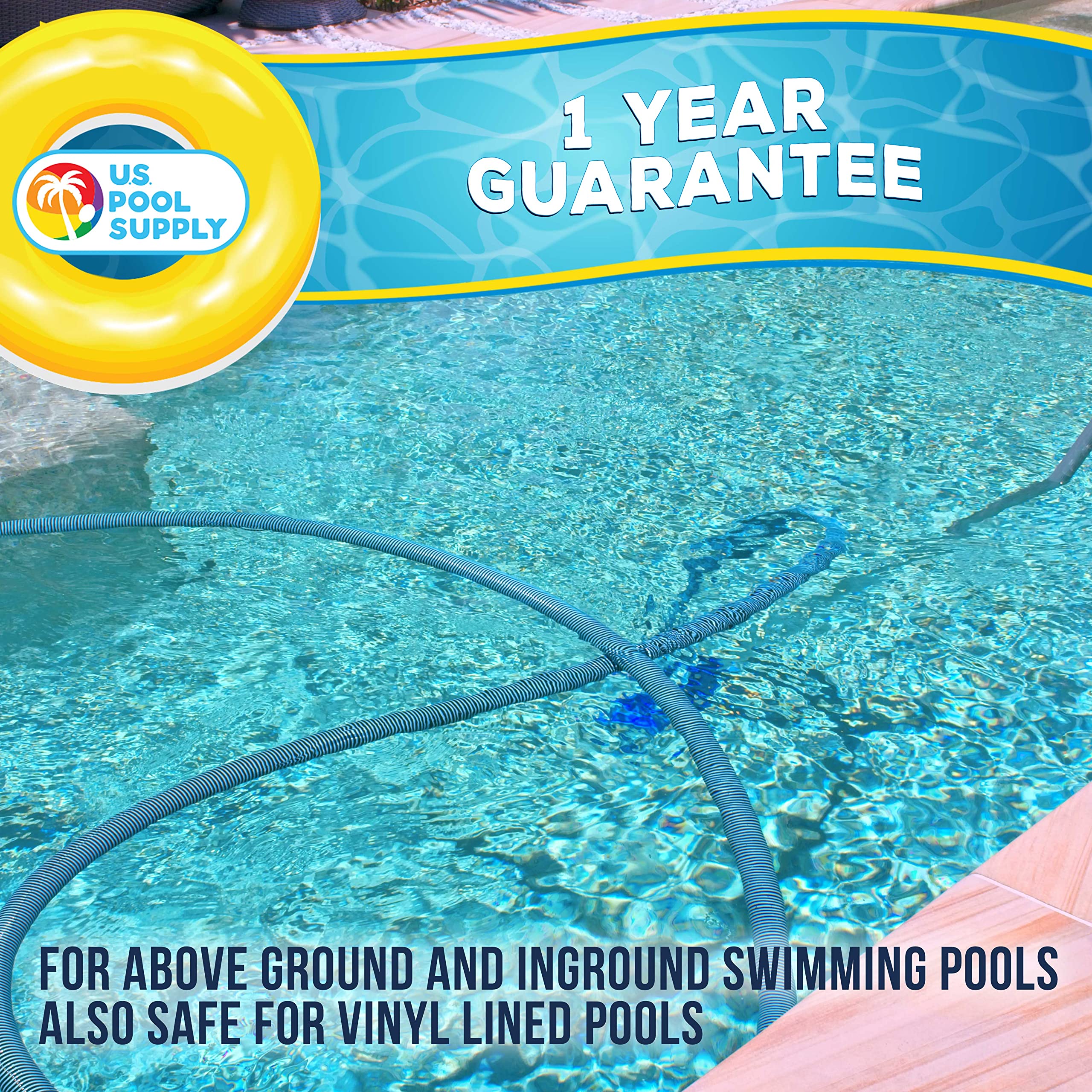 U.S. Pool Supply 12" Deluxe Weighted Butterfly Pool Vacuum Head with Side Brushes, Swivel Hose Connection, Pole Handle - Clean Debris Above Ground & In-Ground Swimming Pools, Spas – Vinyl Liner Safe - Image 2