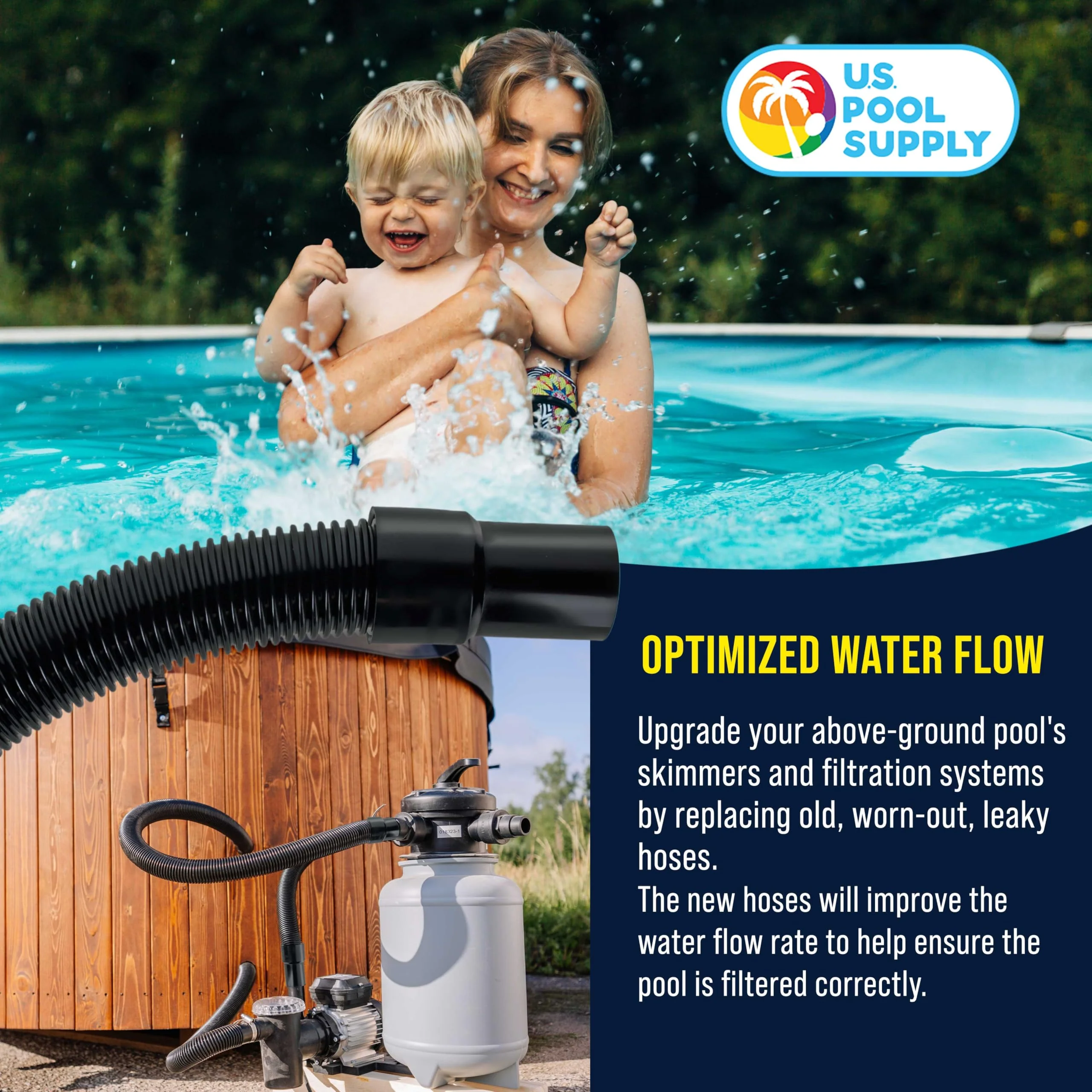 U.S. Pool Supply 4 Foot Heavy-Duty Above Ground Pool Hose, 1.5" - Black Replacement Filter Connecting Hose, Flexible Spiral Wound EVA - Compatible with Intex for Pool Filter Pumps - Skimmer Pump - Image 3