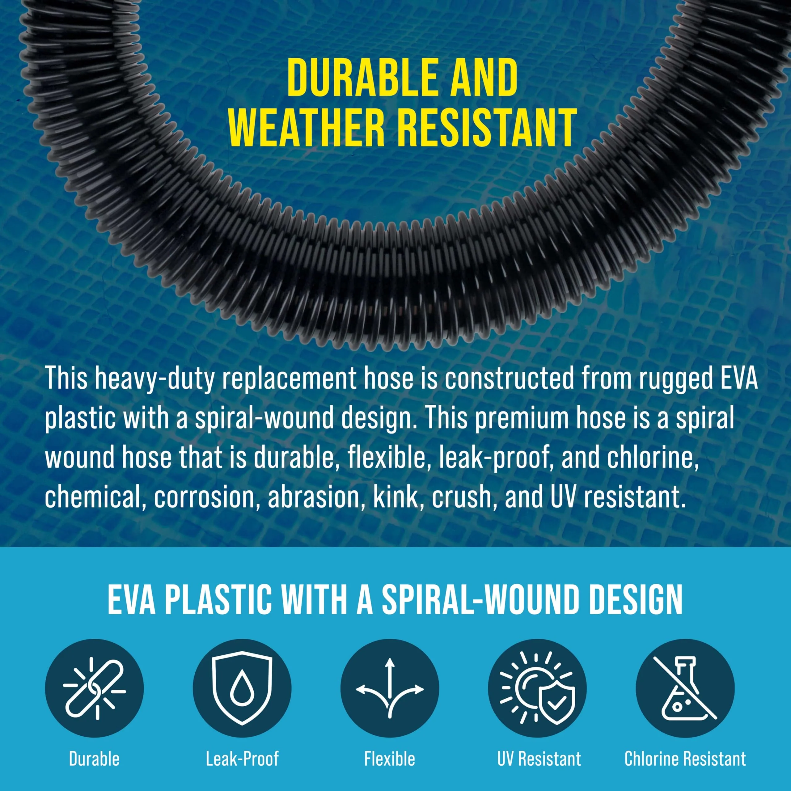 U.S. Pool Supply 4 Foot Heavy-Duty Above Ground Pool Hose, 1.5" - Black Replacement Filter Connecting Hose, Flexible Spiral Wound EVA - Compatible with Intex for Pool Filter Pumps - Skimmer Pump - Image 4