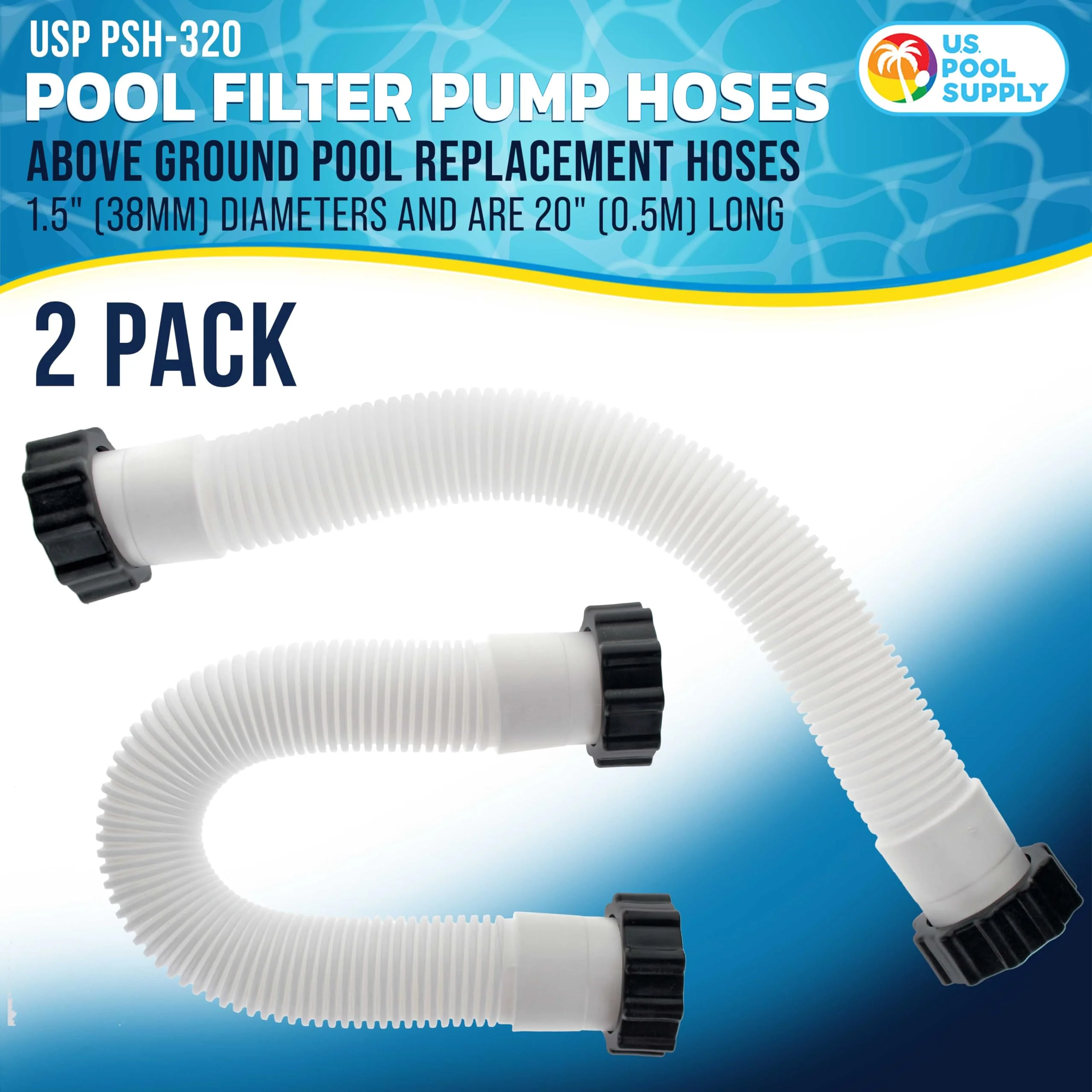 U.S. Pool Supply Above Ground Pool Hose Replacement 1.5" Diameter x 20" Long, Pack of 2 - Compatible with Intex Pool Filter Pump Hoses, Sand Filters, Saltwater Systems with 1,500 to 2,500 GPH - Image 7