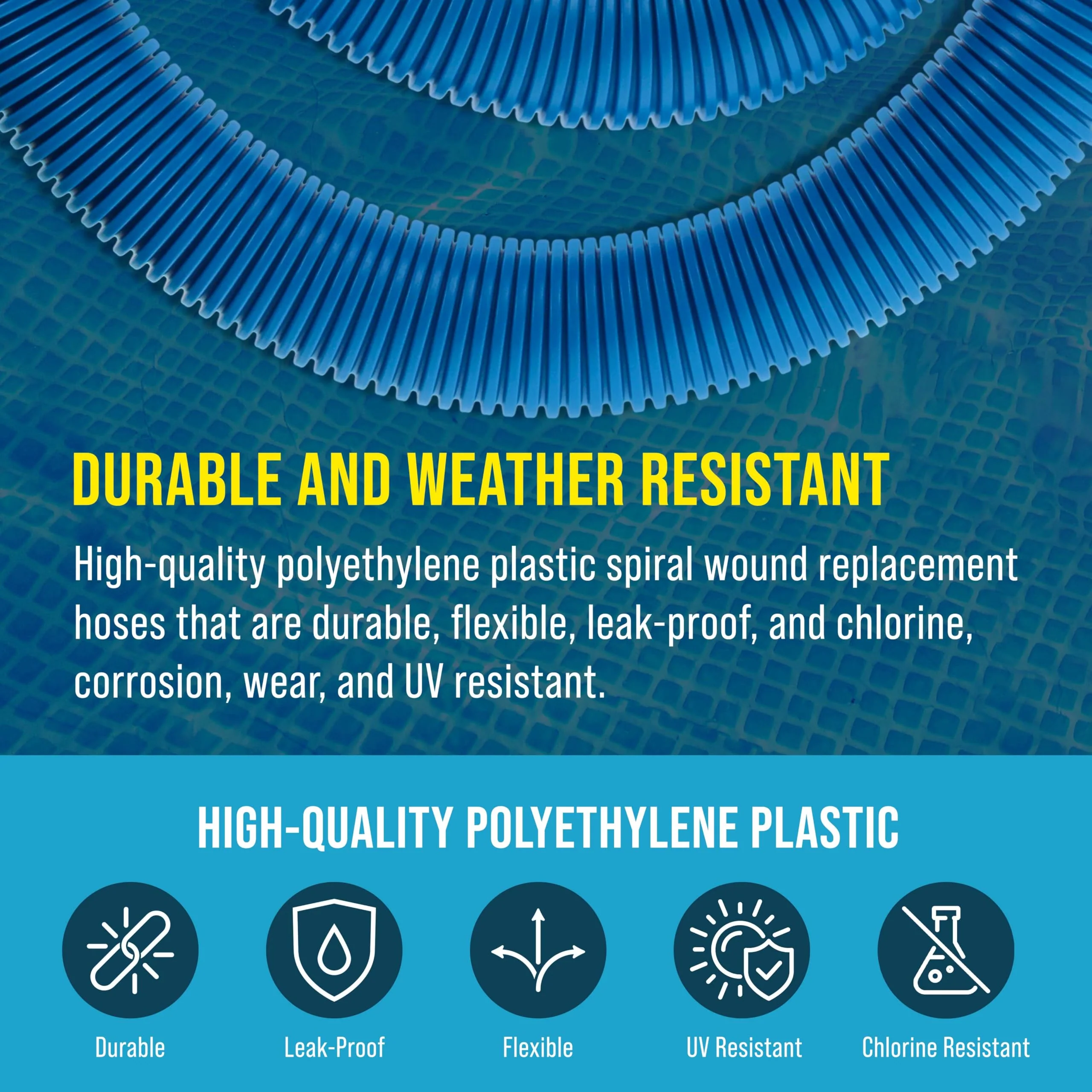 U.S. Pool Supply Above Ground Pool Hose Replacement 1.5" Diameter x 59" Long, Pack of 2, Blue - Compatible with Intex 29060E, Pool Filter Pump Hoses, Sand Filters, Saltwater Systems 1,500 to 2,500 GPH - Image 5