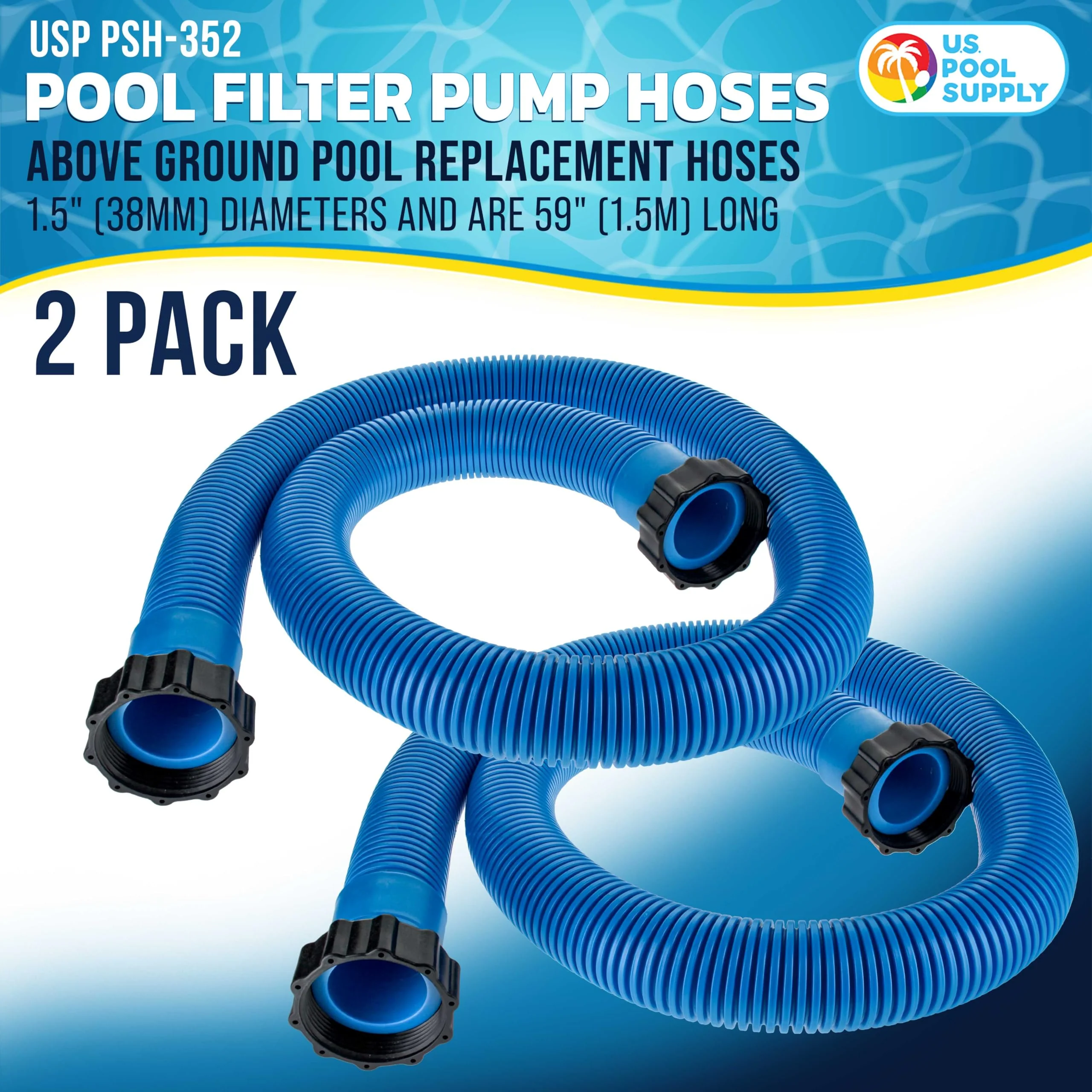 U.S. Pool Supply Above Ground Pool Hose Replacement 1.5" Diameter x 59" Long, Pack of 2, Blue - Compatible with Intex 29060E, Pool Filter Pump Hoses, Sand Filters, Saltwater Systems 1,500 to 2,500 GPH - Image 7