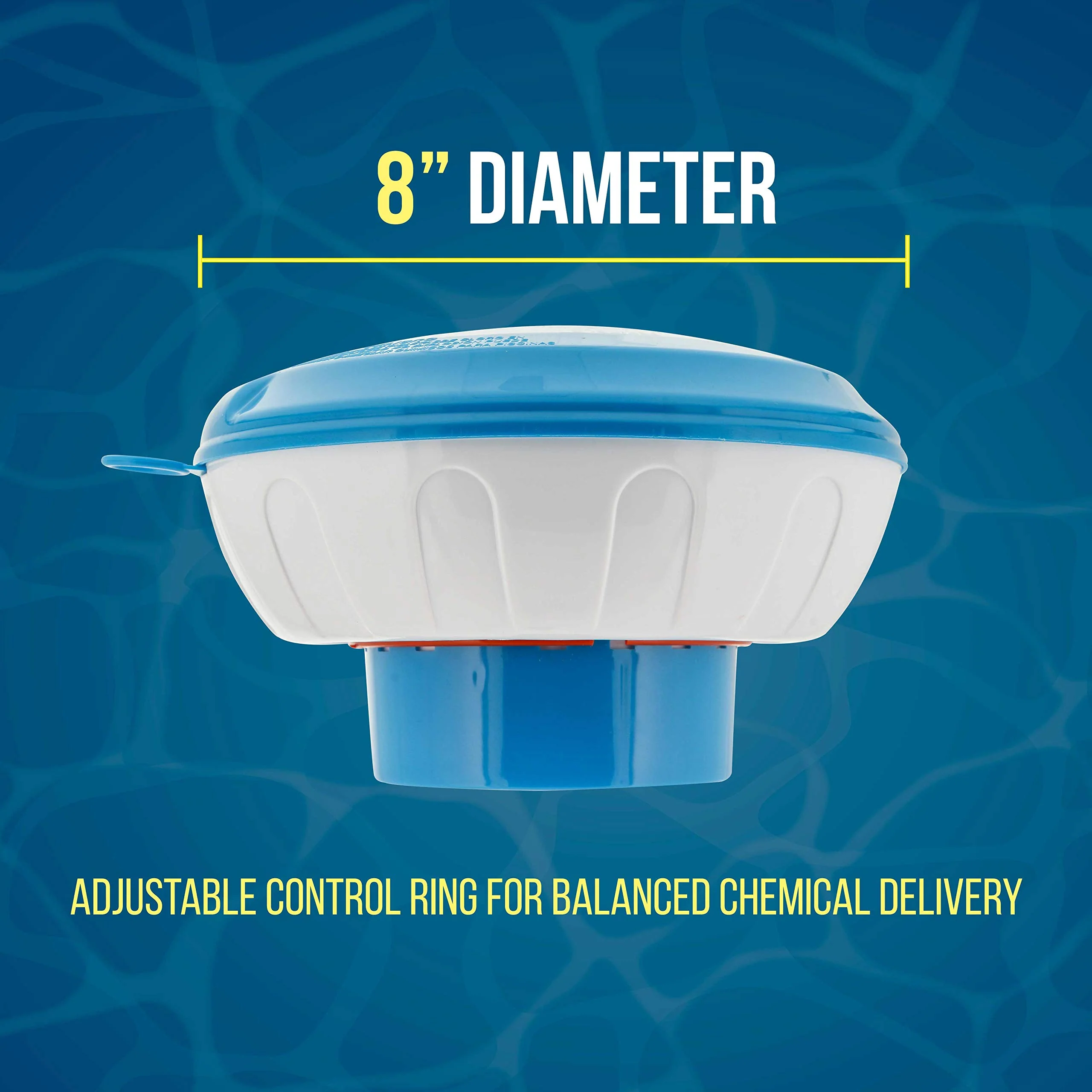 U.S. Pool Supply Floating Pool Chlorine and Bromine Chemical Dispenser with Pop-Up Refill Indicator - Holds 3" and 4" Tablets, 8" Diameter - Adjustable Balanced Chemical Delivery Clorinator Floater - Image 4