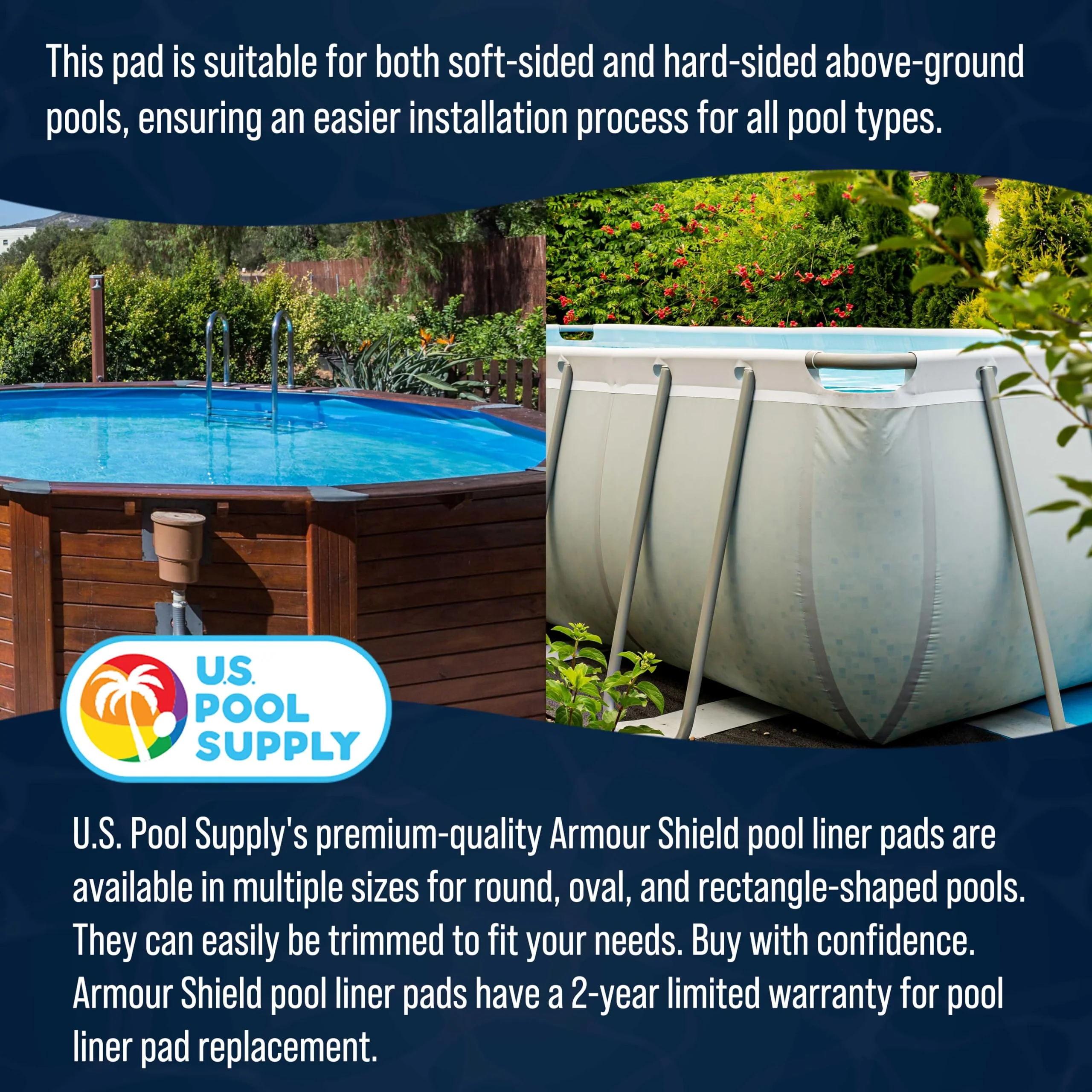 U.S. Pool Supply Ground Shield 12-Foot x 24-Foot Rectangle Heavy Duty Pool Liner Pad for Above Ground Swimming Pools - Protects Pool Liner, Prevents Punctures, Eco-Friendly Fabric - Extends Liner Life - Image 3