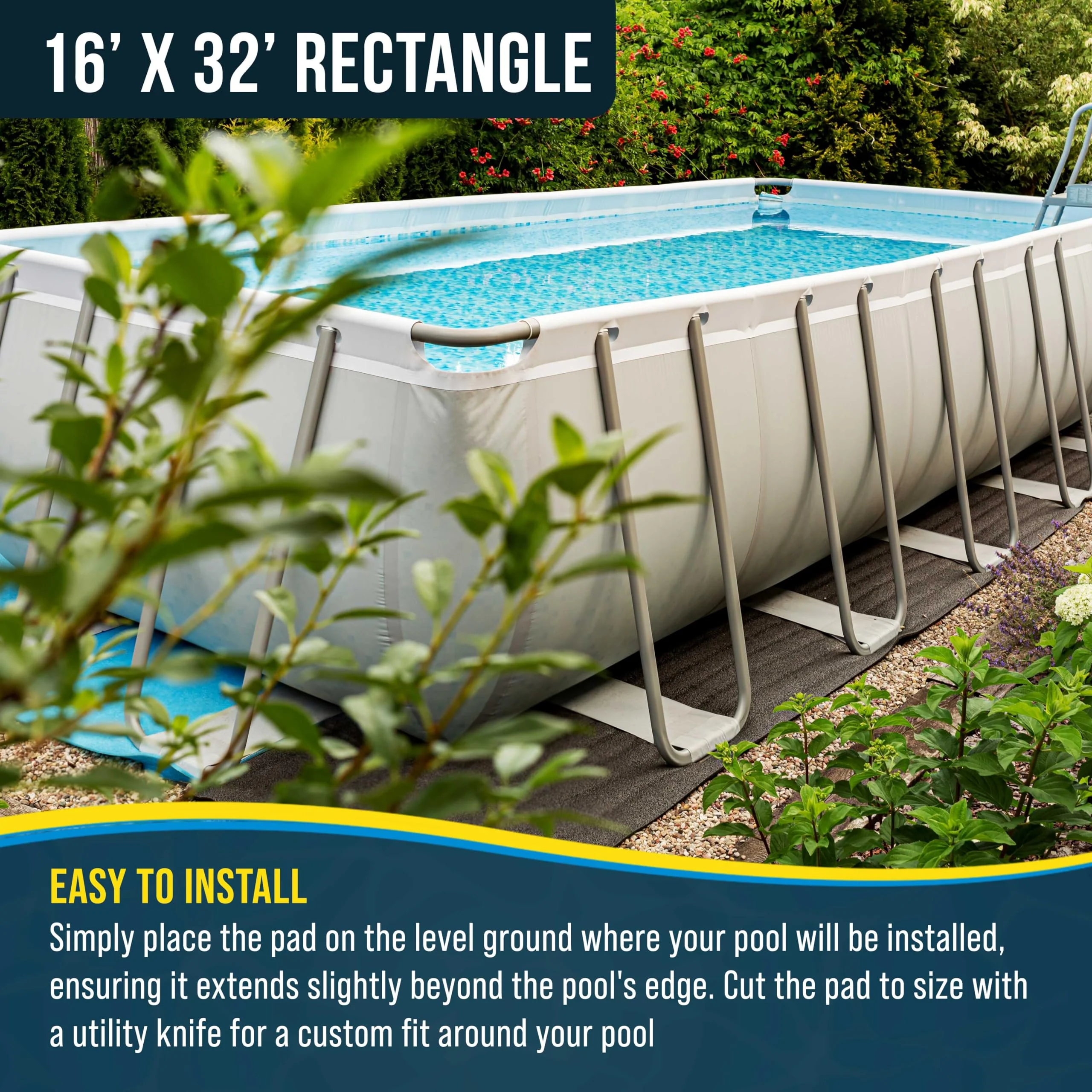 U.S. Pool Supply Ground Shield 16-Foot x 32-Foot Rectangle Heavy Duty Pool Liner Pad for Above Ground Swimming Pools - Protects Pool Liner, Prevents Punctures, Eco-Friendly Fabric - Extends Liner Life - Image 5