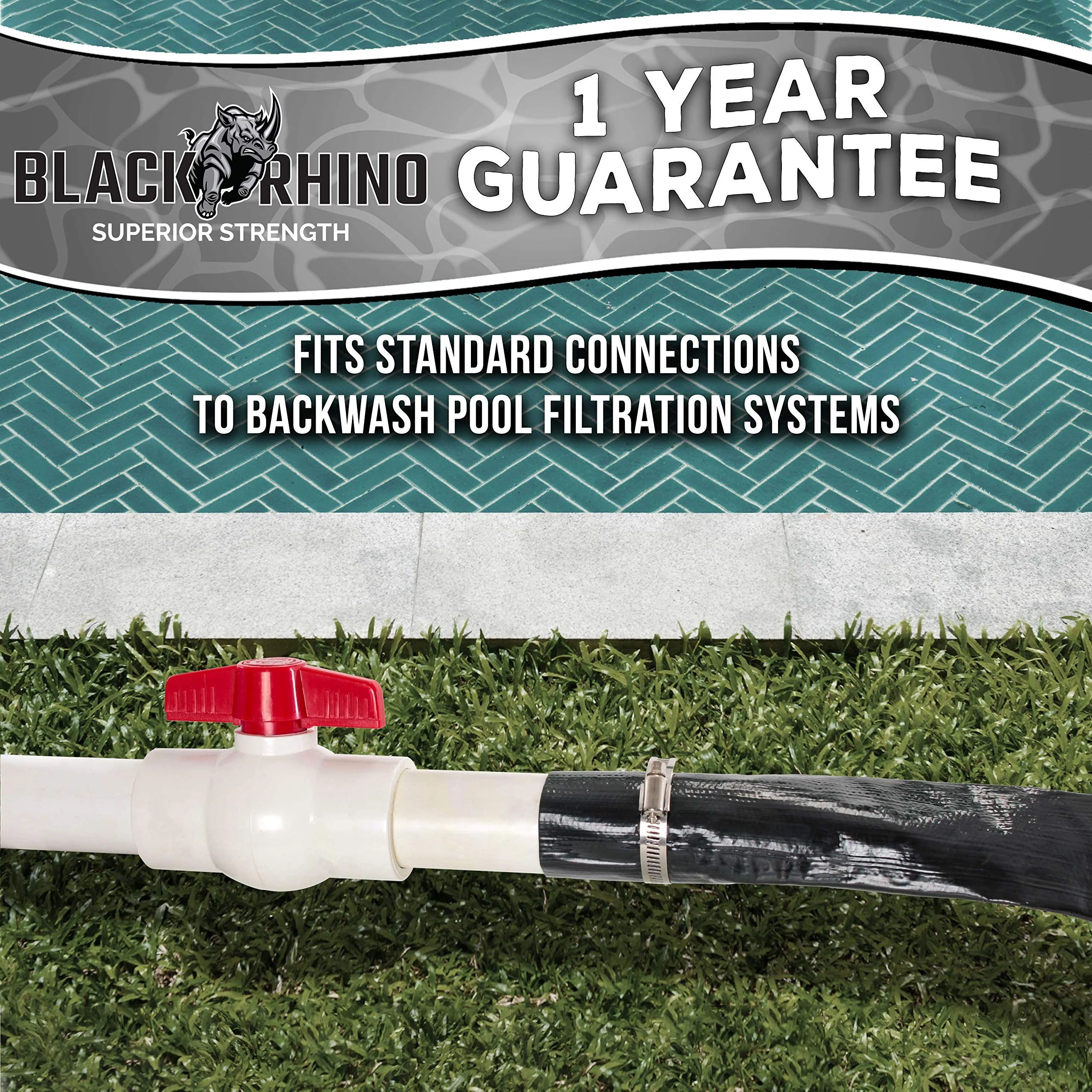 U.S. Pool Supply Pool Backwash Hose 1 1/2 Inch Diameter x 100 Feet - Discharge Hose for Pump, Sand Filter & Sump Pump Hoses - Burst Resistant Lay Flat Drainage Hoses for Inground & Above Ground Pools - Image 2