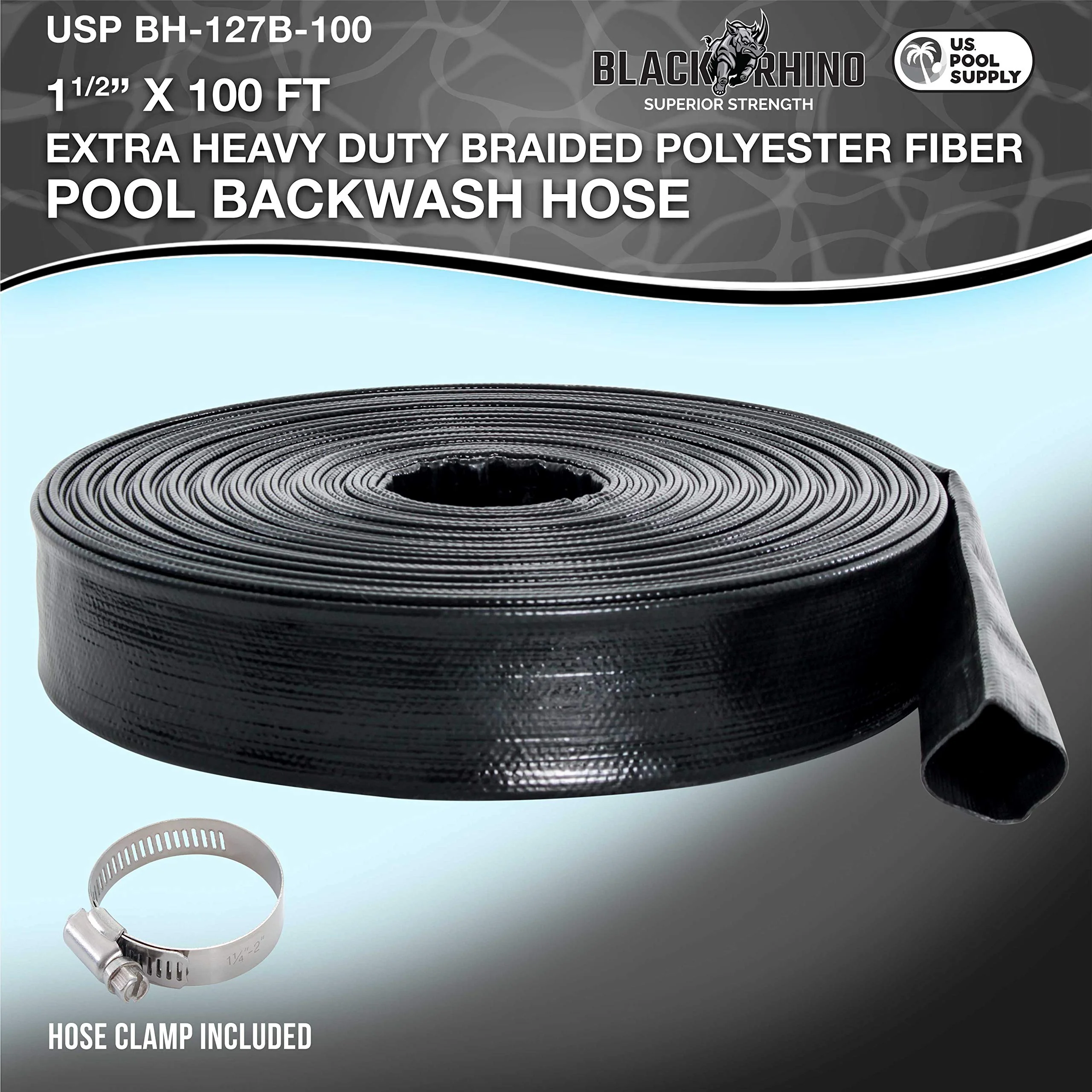 U.S. Pool Supply Pool Backwash Hose 1 1/2 Inch Diameter x 100 Feet - Discharge Hose for Pump, Sand Filter & Sump Pump Hoses - Burst Resistant Lay Flat Drainage Hoses for Inground & Above Ground Pools - Image 7