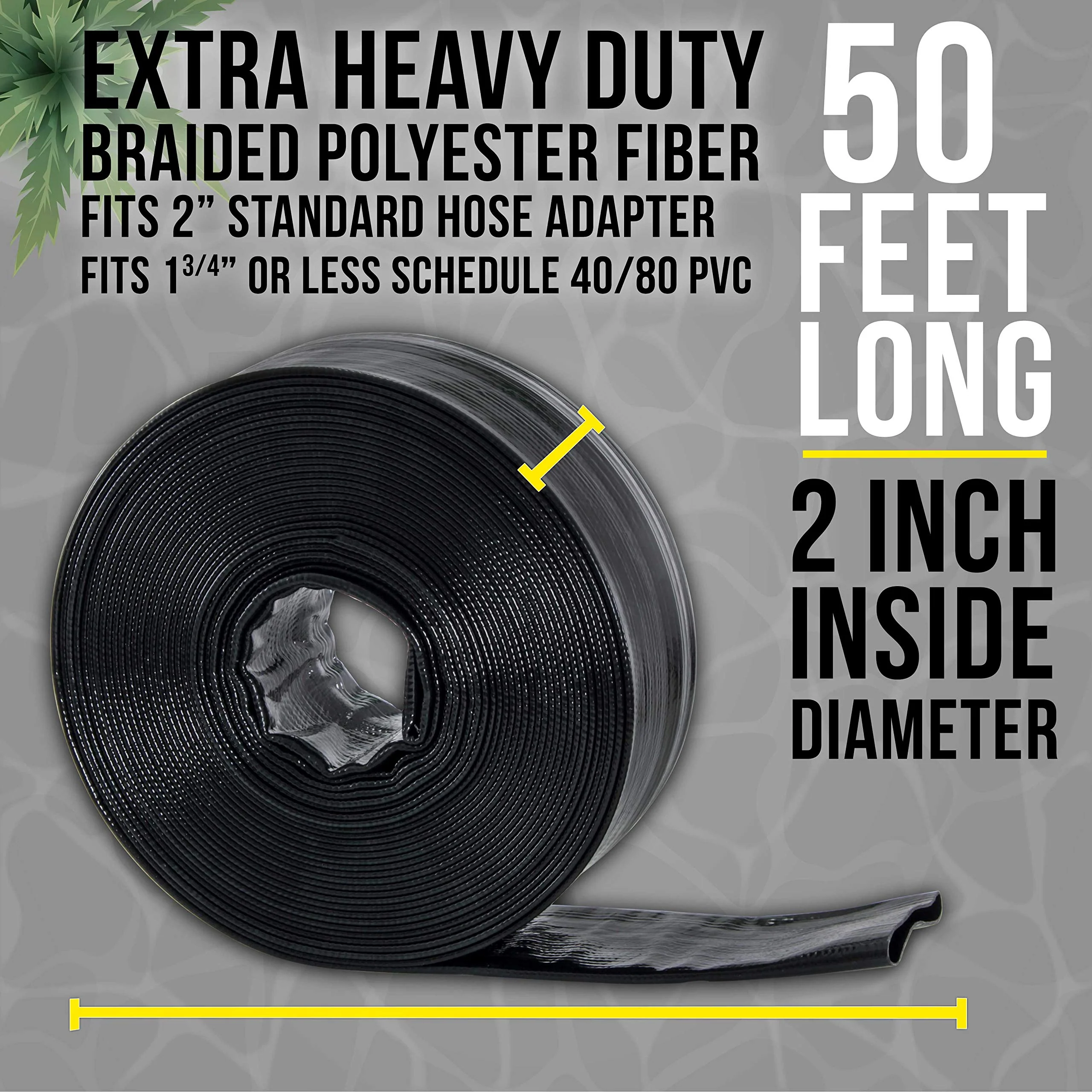 U.S. Pool Supply Pool Backwash Hose 2 Inch Diameter x 50 Feet - Discharge Hose for Pump, Sand Filter & Sump Pump Hoses - Burst Resistant Lay Flat Drainage Hoses for Inground & Above Ground Pools - Image 6