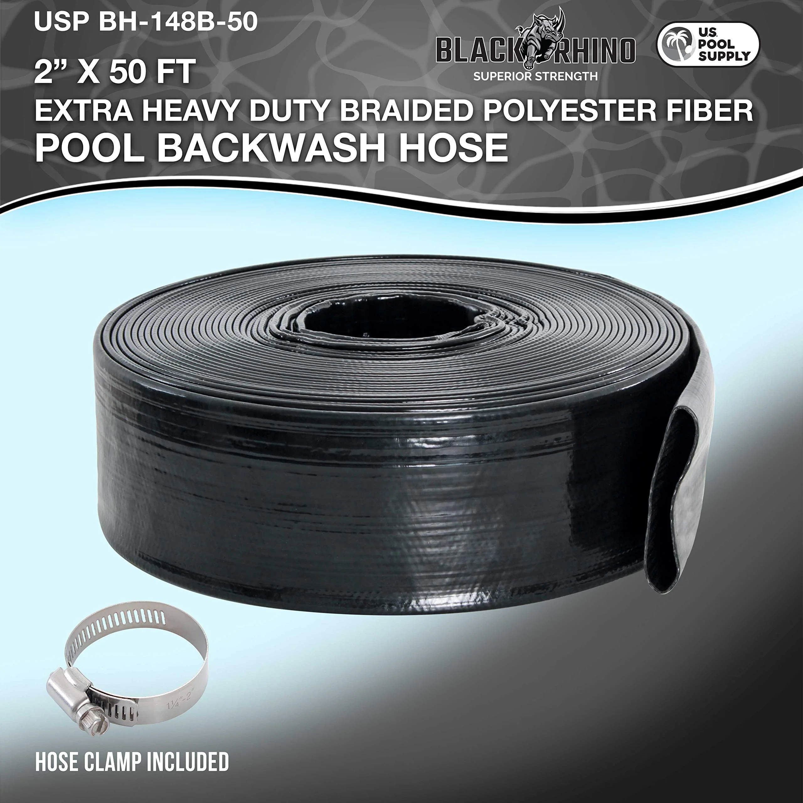 U.S. Pool Supply Pool Backwash Hose 2 Inch Diameter x 50 Feet - Discharge Hose for Pump, Sand Filter & Sump Pump Hoses - Burst Resistant Lay Flat Drainage Hoses for Inground & Above Ground Pools - Image 7