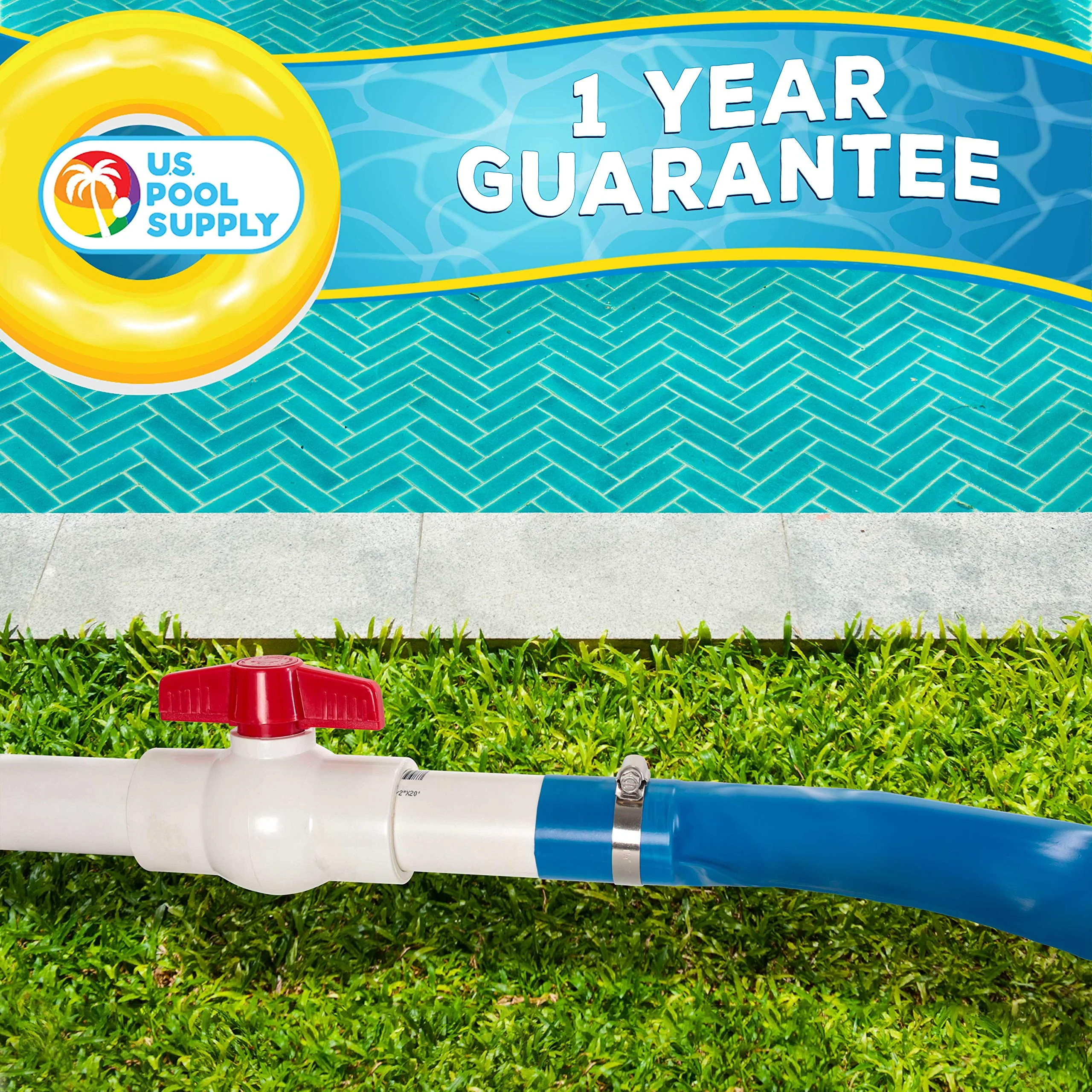 U.S. Pool Supply Pool Backwash Hose 2" x 50' - Heavy-Duty Pool Drain Hose, Filter Pump Water Drainage, Sump Pump Discharge, Inground Draining - Flexible Lay Flat, Clamp - Image 2