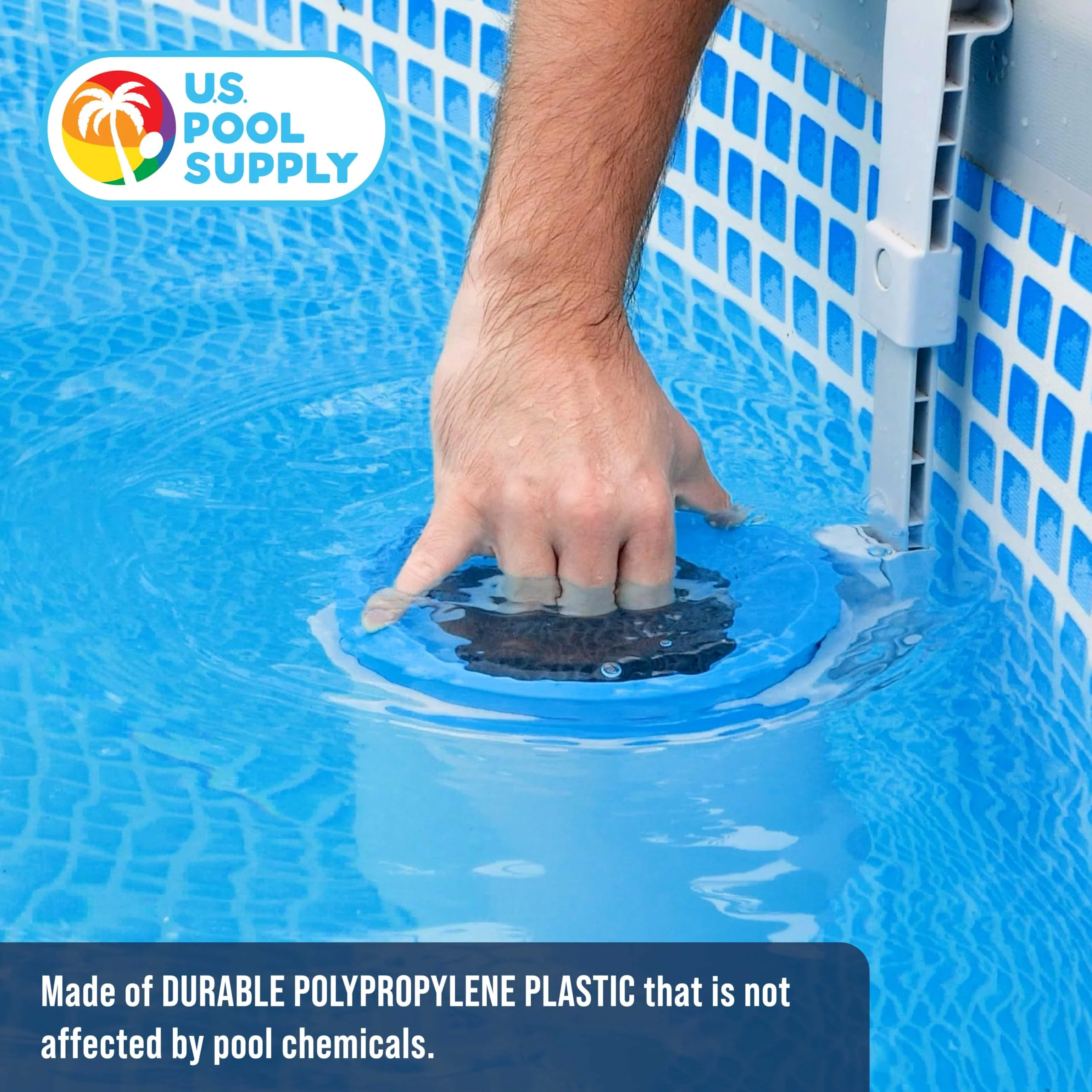 U.S. Pool Supply Pool Skimmer - Above Ground Pool Skimmer, Floating Surface Skimmer, 5 Adapters, Pool Accessories - Clean Dirt Basket, Wall Mount, Attach to Inflatable Collars, Tubular, Metal Frames - Image 3