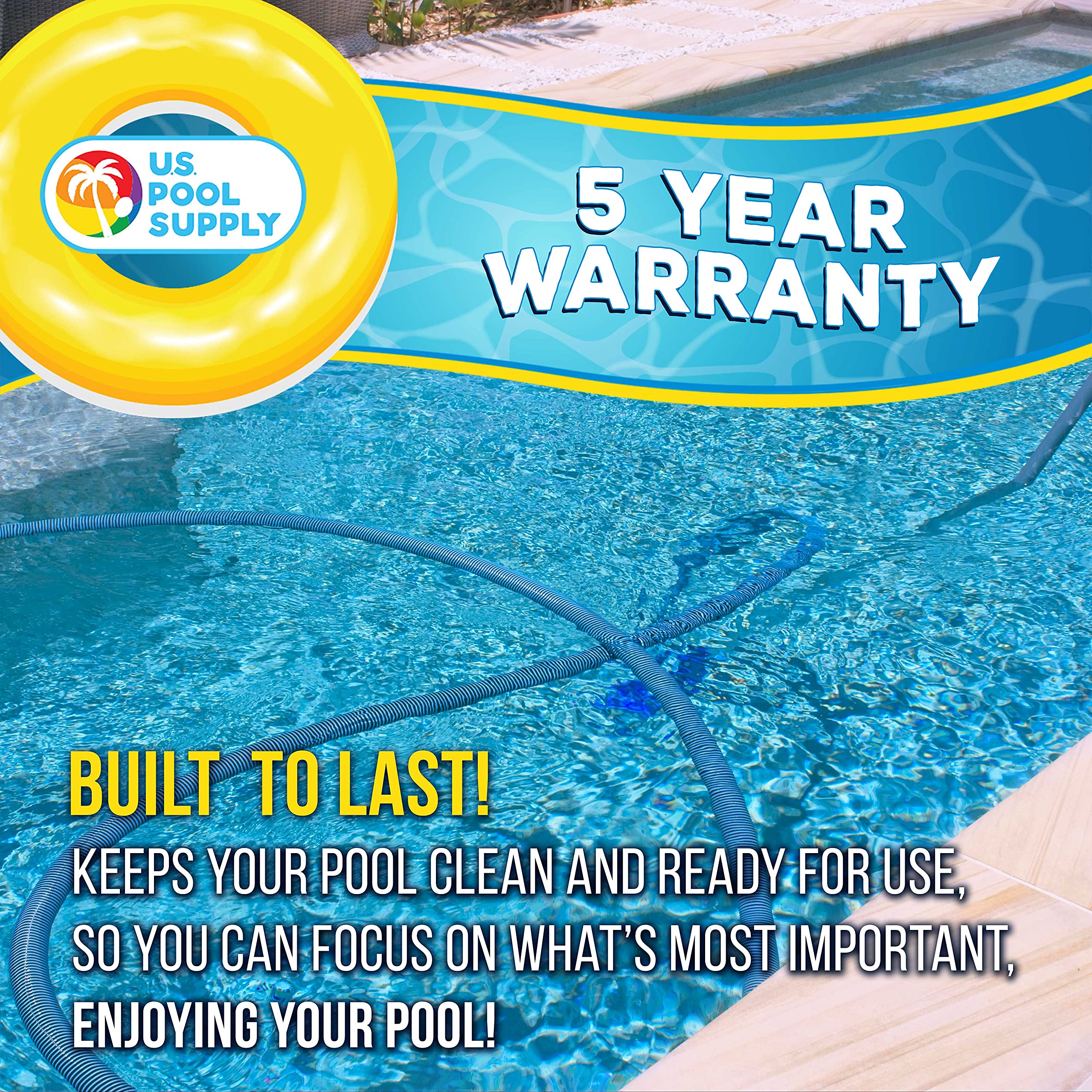 U.S. Pool Supply Pool Vacuum Hose - 1-1/2" x 50' Professional Heavy Duty Pool Hose for Inground, Spiral Wound with Kink-Free Swivel Cuff - Connect to Vacuum Heads, Skimmer, Cleaner, Filter Pump Inlet - Image 2