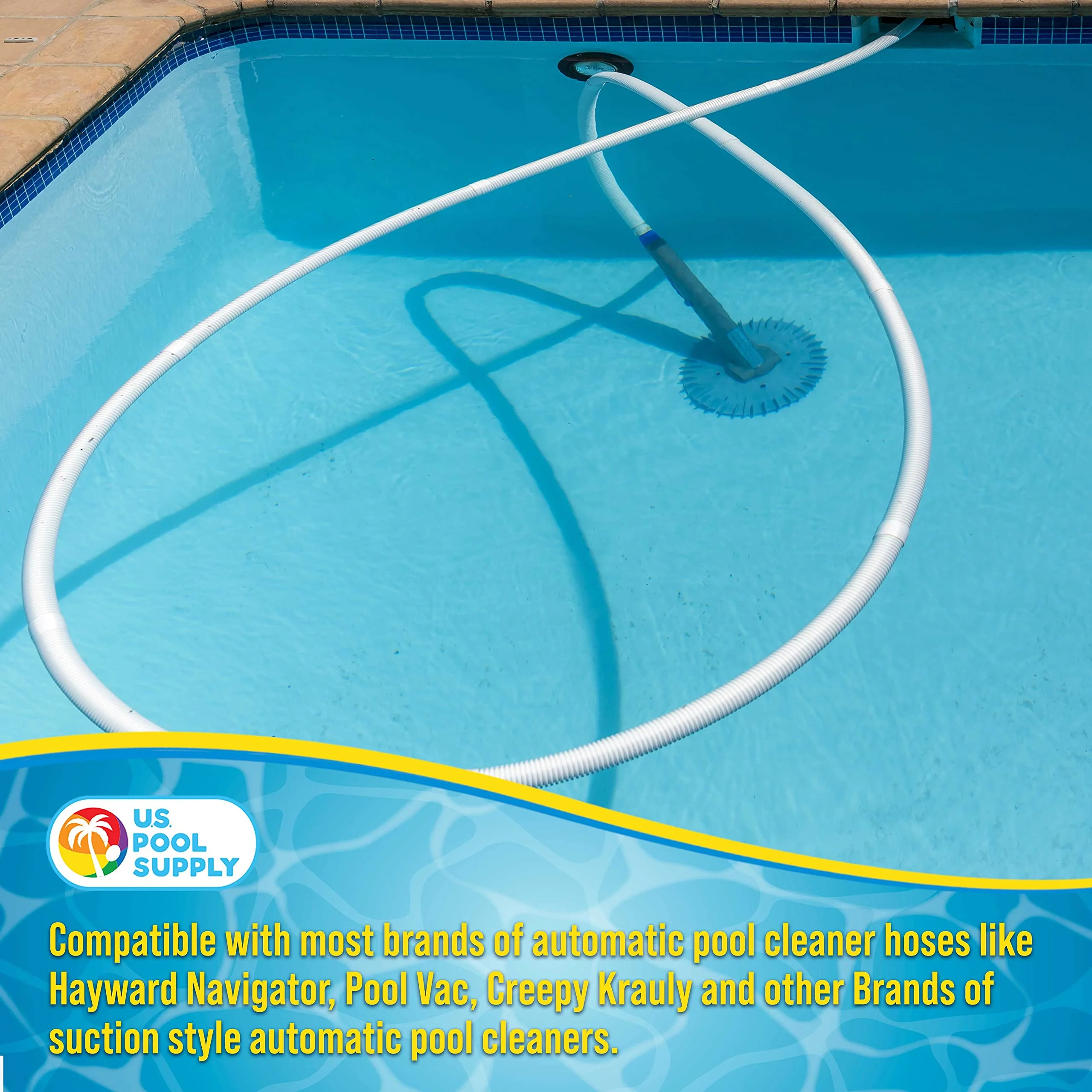 U.S. Pool Supply Pool Vacuum Hose, 8 Piece Pool Hose Set - 40" White Flexible Spiral Wound Connector Sections with 1.5" Male & Female Cuff Ends, Replacement Fits Most Inground Automatic Cleaner Brands - Image 2