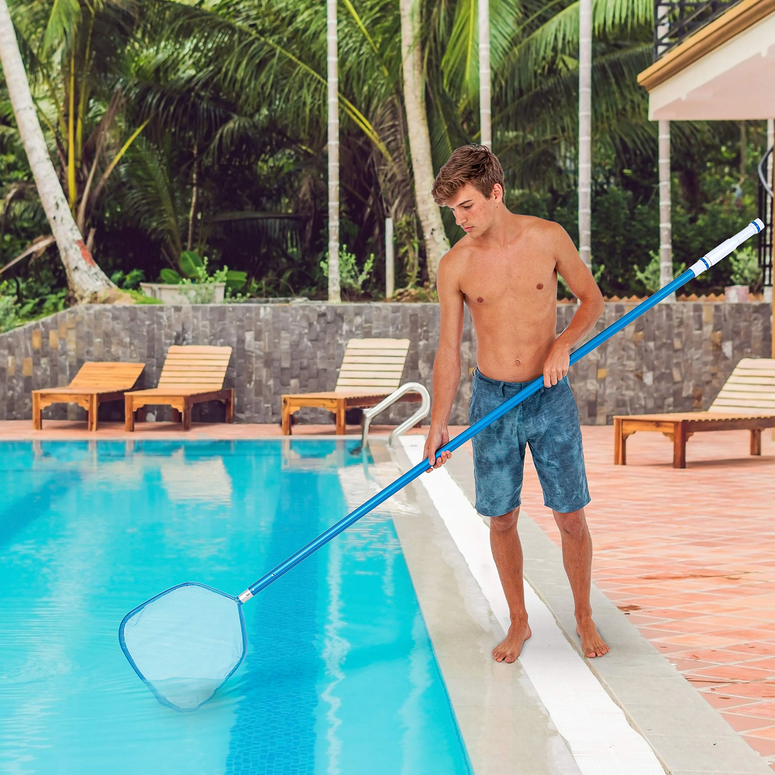 U.S. Pool Supply Professional Heavy Duty Large 15" Swimming Pool Leaf Skimmer Net - Strong Aluminum Frame for Faster Cleaning & Easier Debris Pickup and Removal - Image 2
