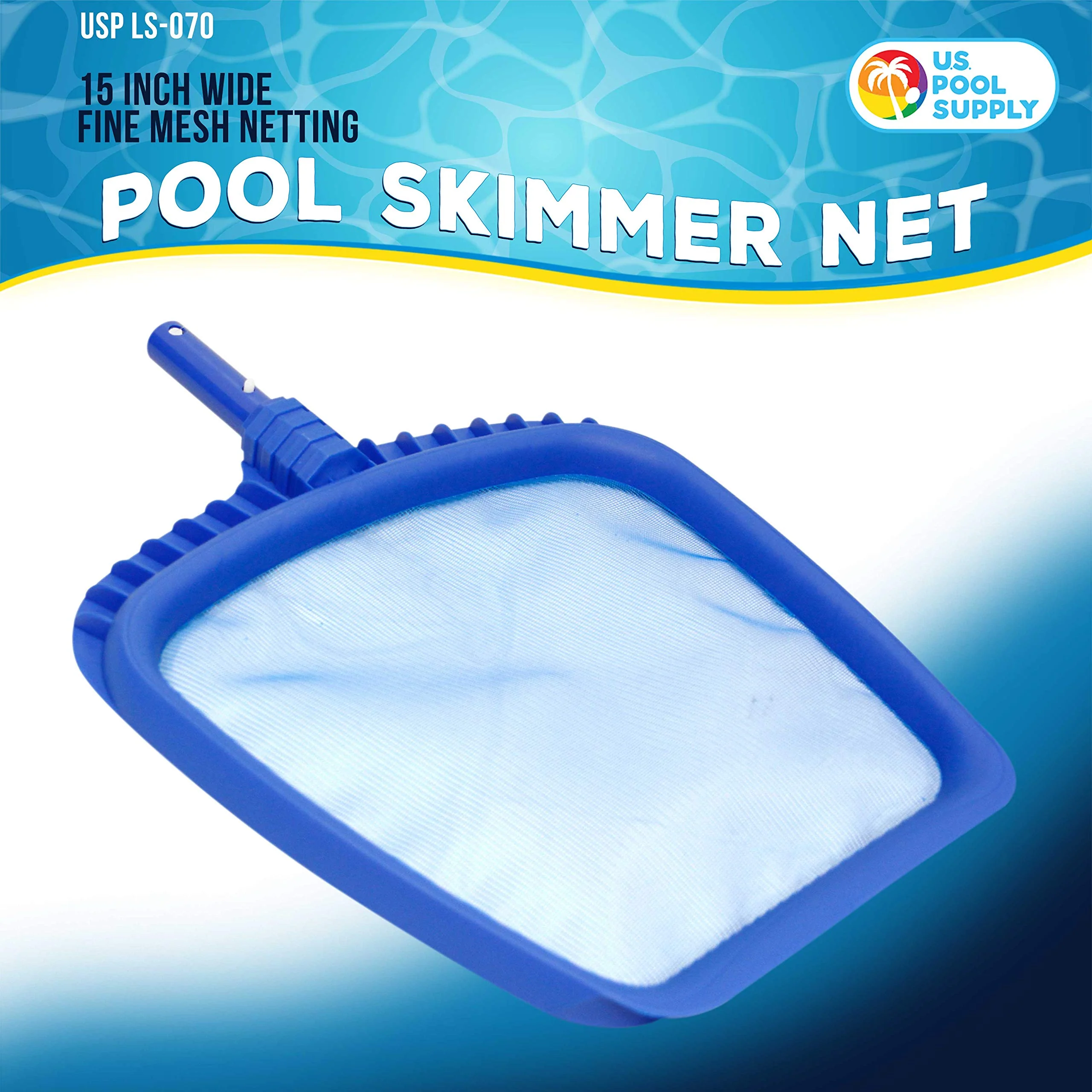U.S. Pool Supply Professional Heavy Duty Large 15" x 16" Swimming Pool Leaf Skimmer Net - Fine Mesh Netting, Easy Scoop Edge - Fast Cleaning, Debris Pickup Removal - Fits Standard Swimming Pool Poles - Image 4