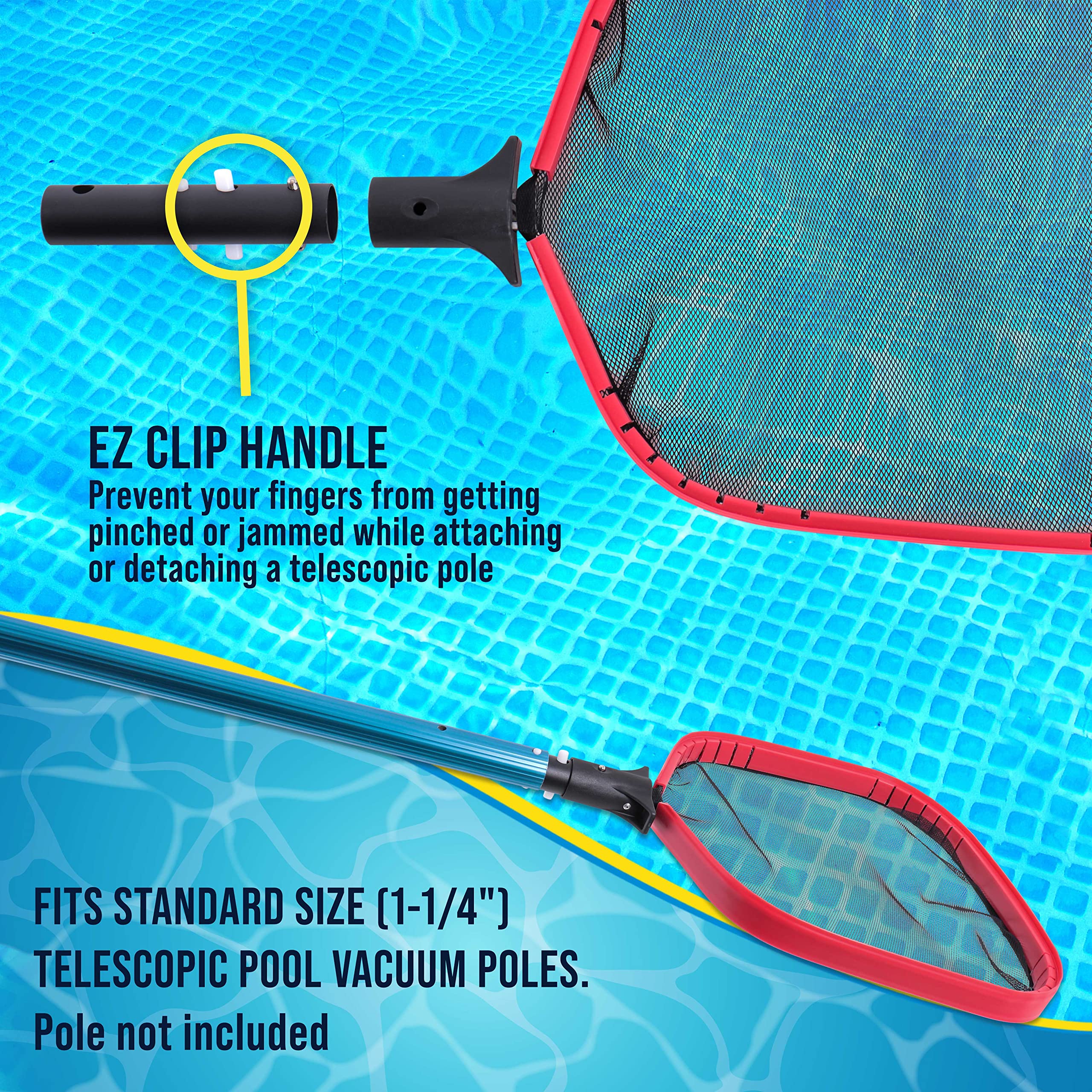 U.S. Pool Supply Professional Heavy Duty Large Swimming Pool Leaf Skimmer Net - Strong Reinforced Aluminum Frame for Faster Cleaning & Easier Debris Pickup and Removal - Clean Pools, Spas, Ponds - Image 3