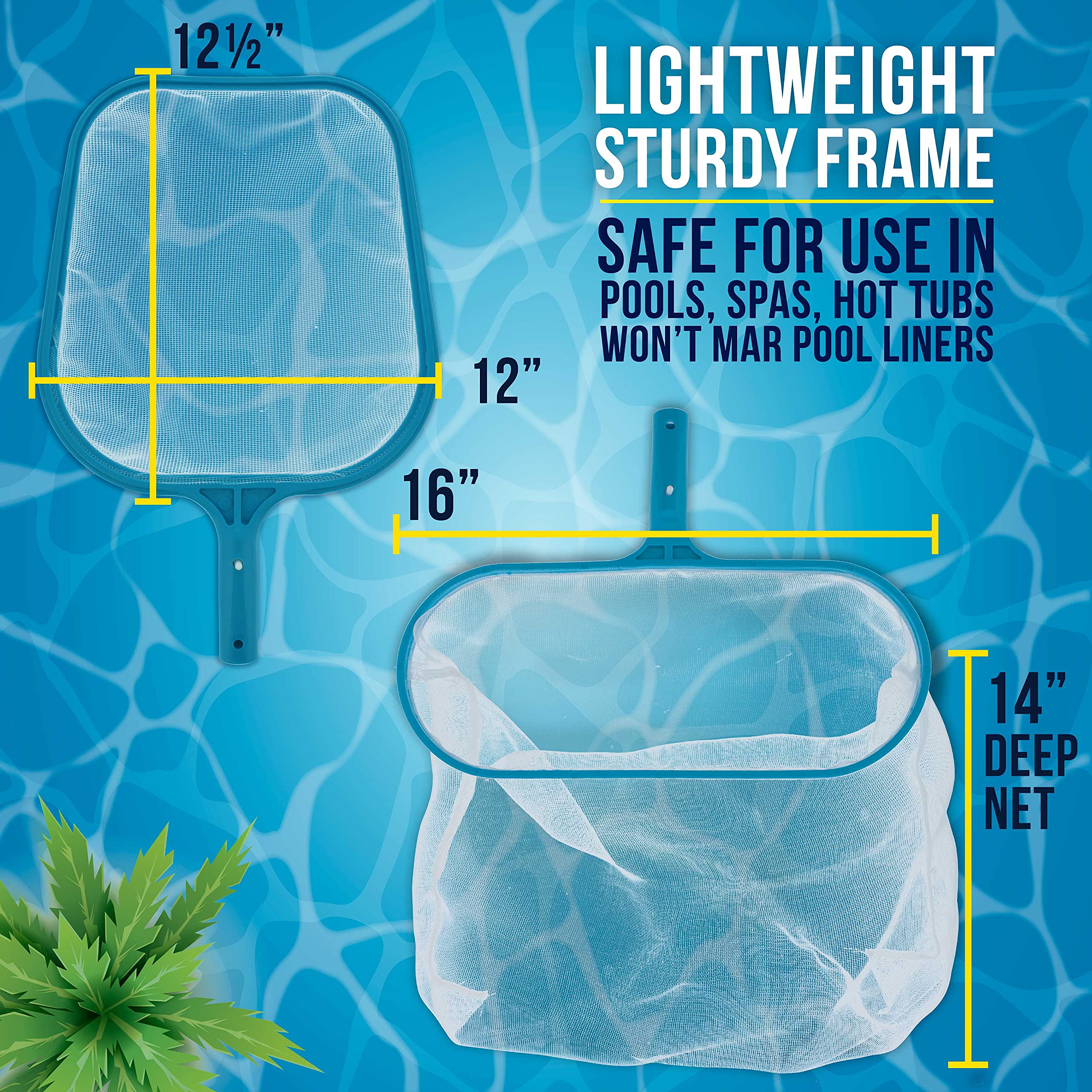 U.S. Pool Supply Professional Swimming Pool Leaf Skimmer Net and Leaf Rake Net Set - Cleans Out Debris Fast, Pool Maintenance - Clean Pool Liners, Spas, Ponds and Kids Inflatable Pool - Image 4